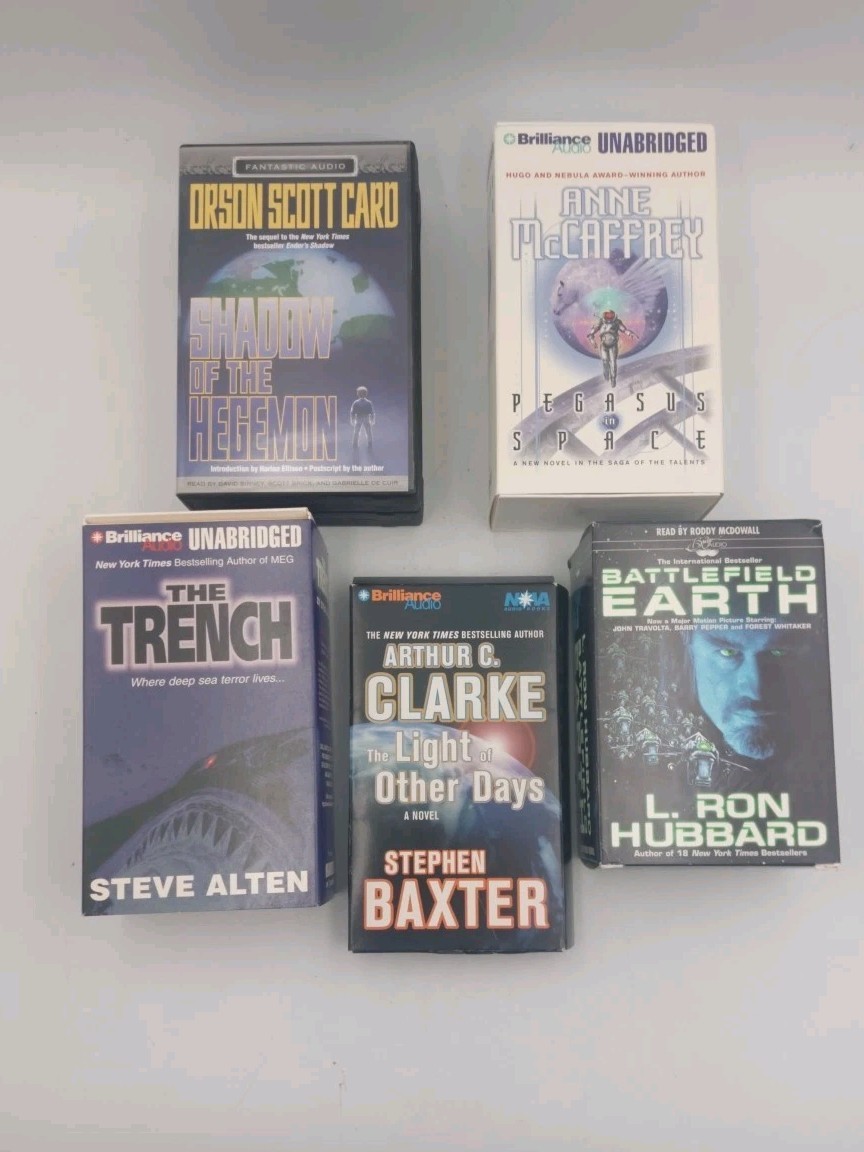 Lot Of 5 Assorted Sci-Fi Audiobooks on Cassette READ DESC