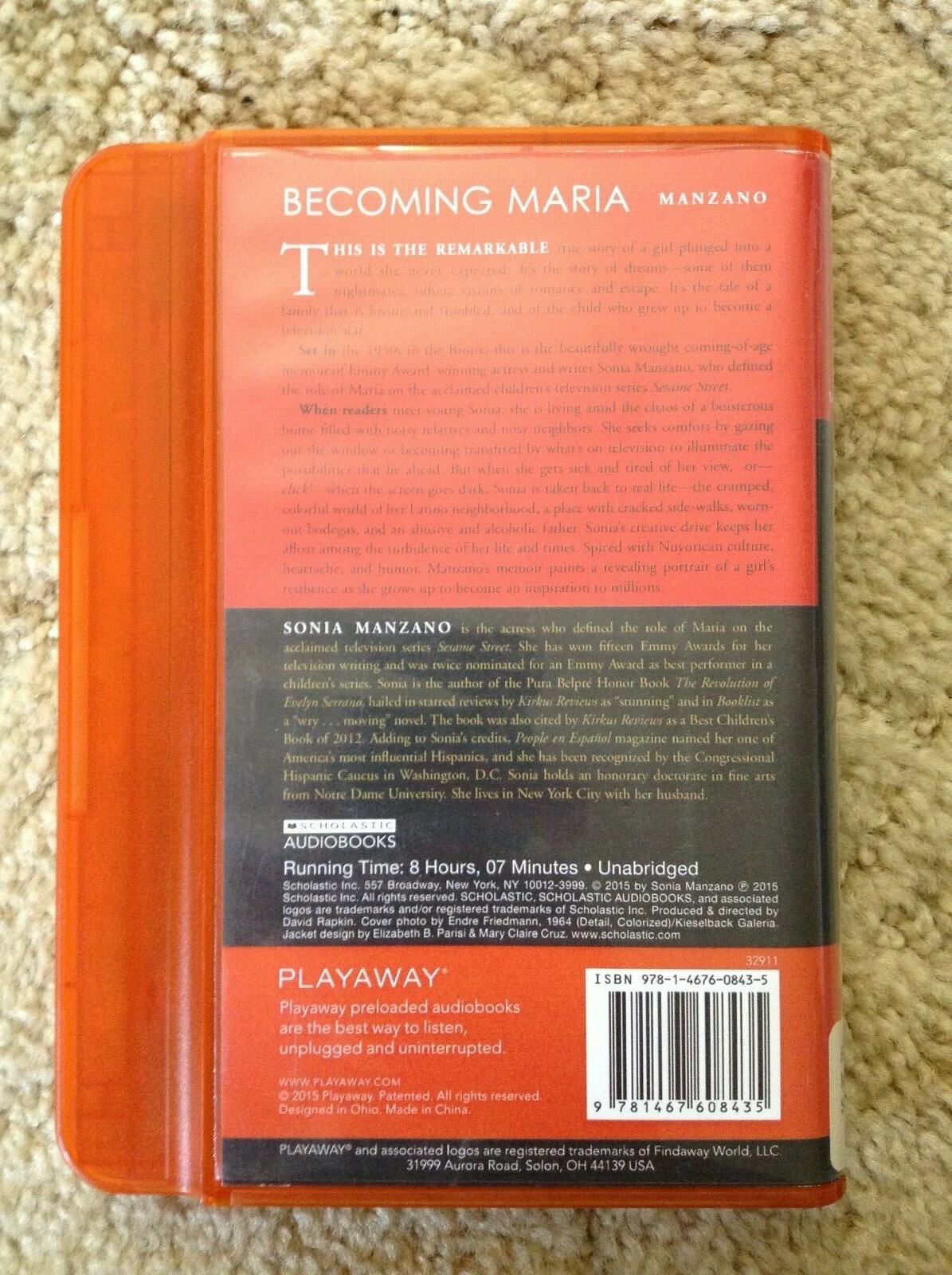 BECOMING MARIA Playaway Audiobook Sonia Manzano Latino Sesame Street 1950s Bronx