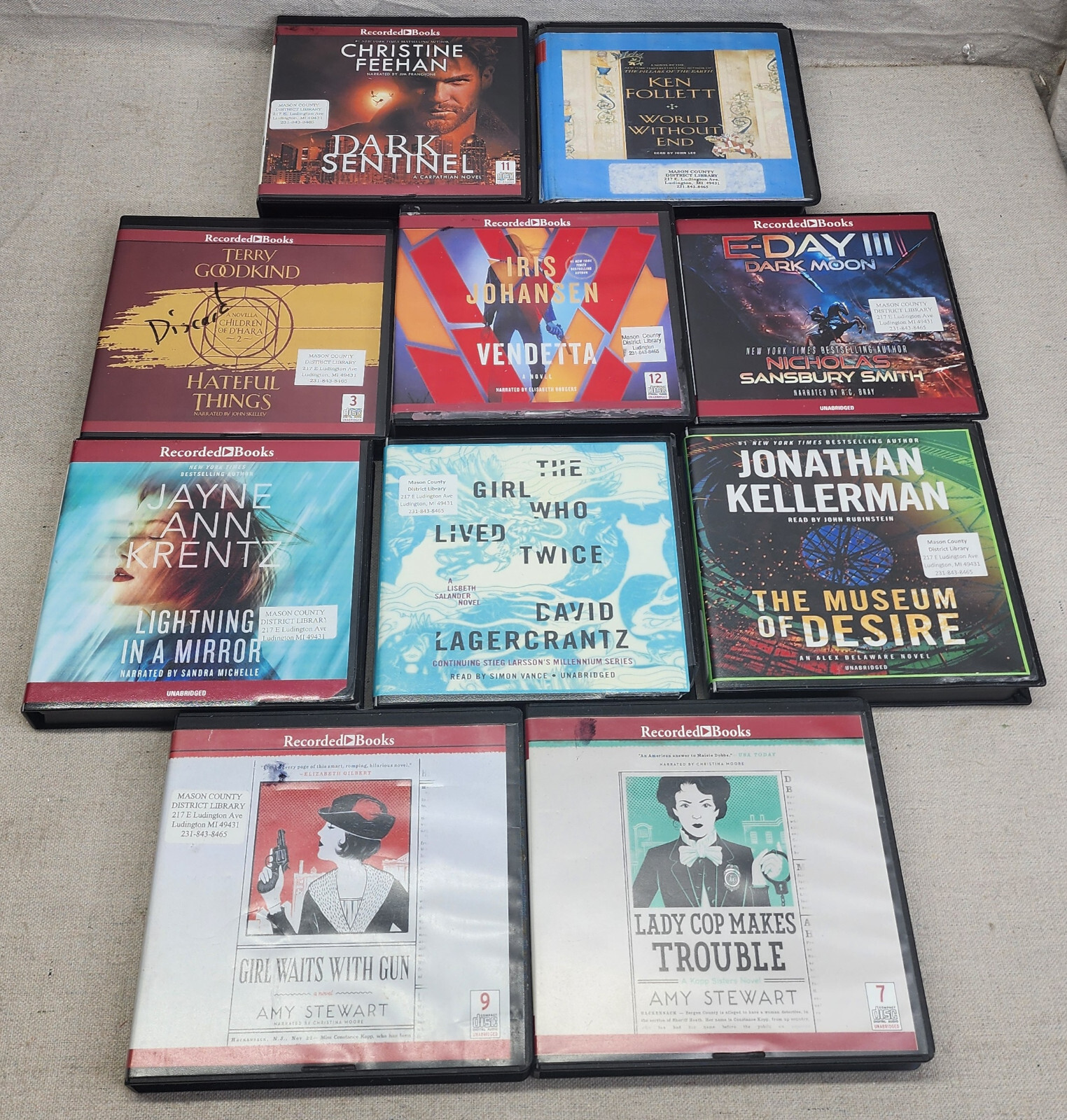 Lot Of 10 Audio Books CDs Thriller Mystery Fiction Novels Ex Library #9