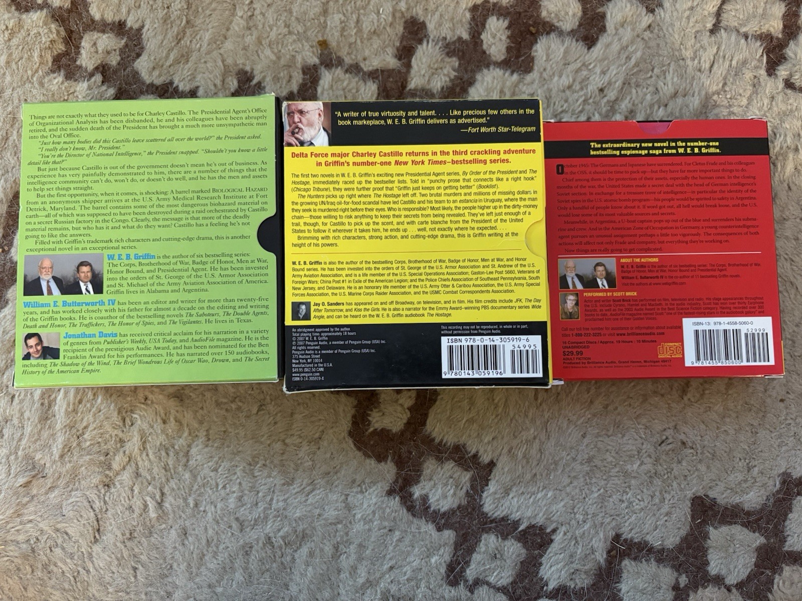 3 W.E.B Griffin Audio Books CD The Hunter, The Outlaws, Empire and Honor