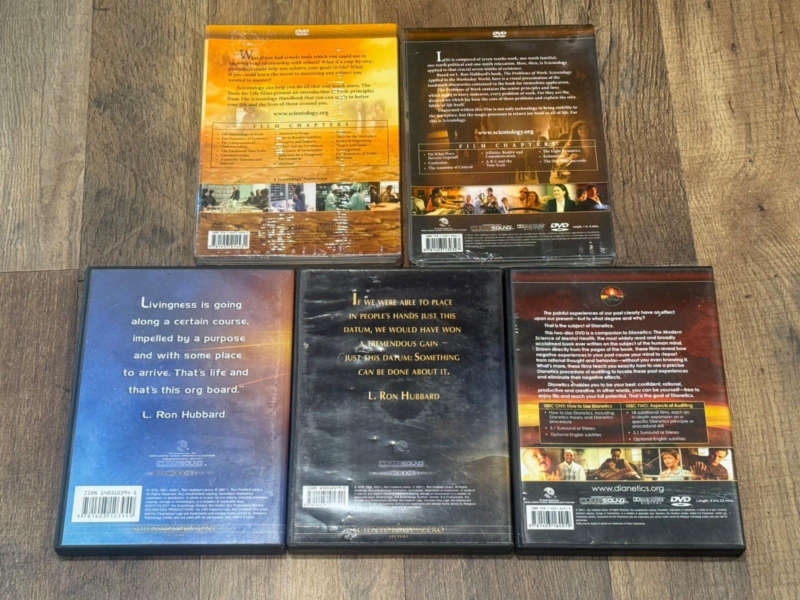 Lot of 5 L Ron Hubbard Audio CDs DVD Scientology Dianetics (2 are sealed)