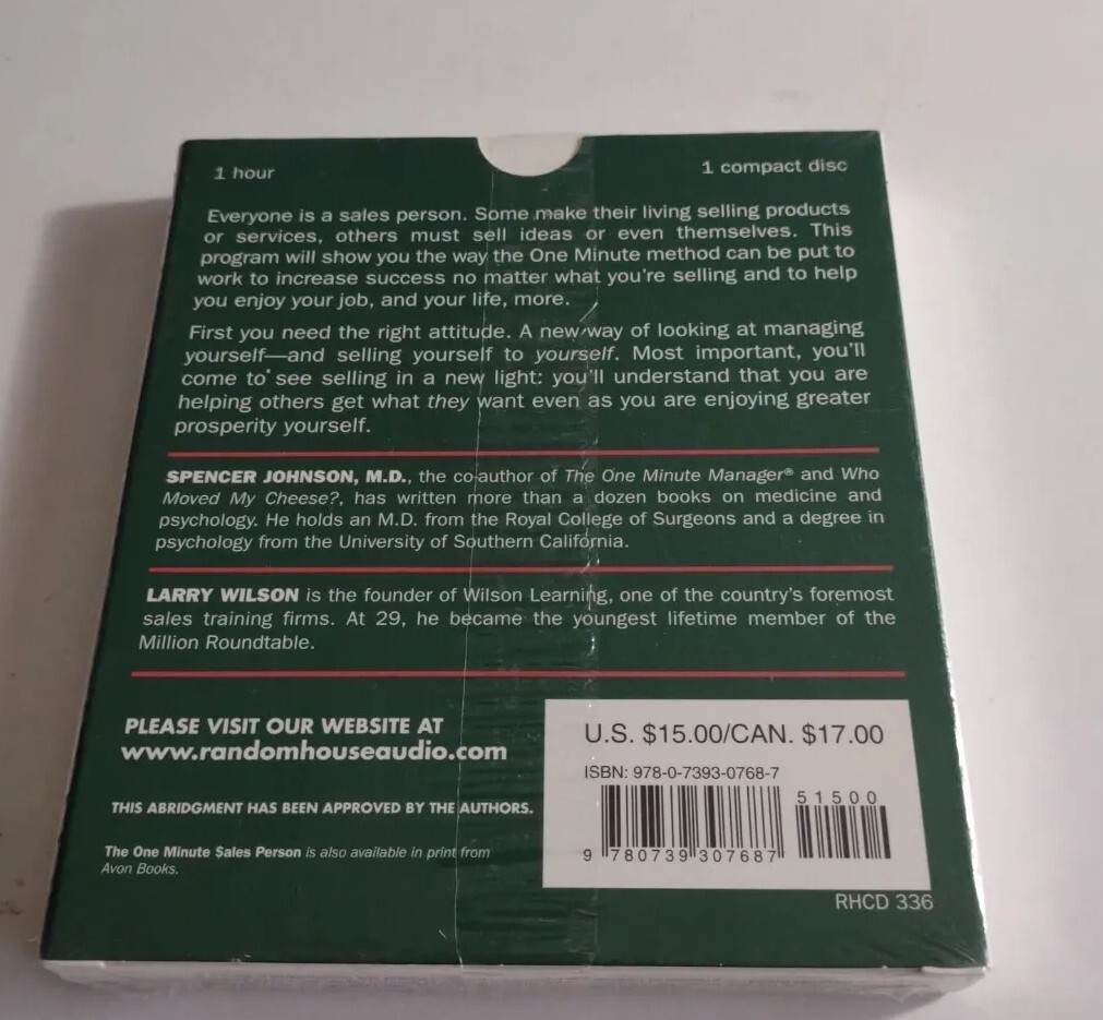 The One Minute Sales Person: The Quickest Way to Sell… by Johnson M D, Spencer