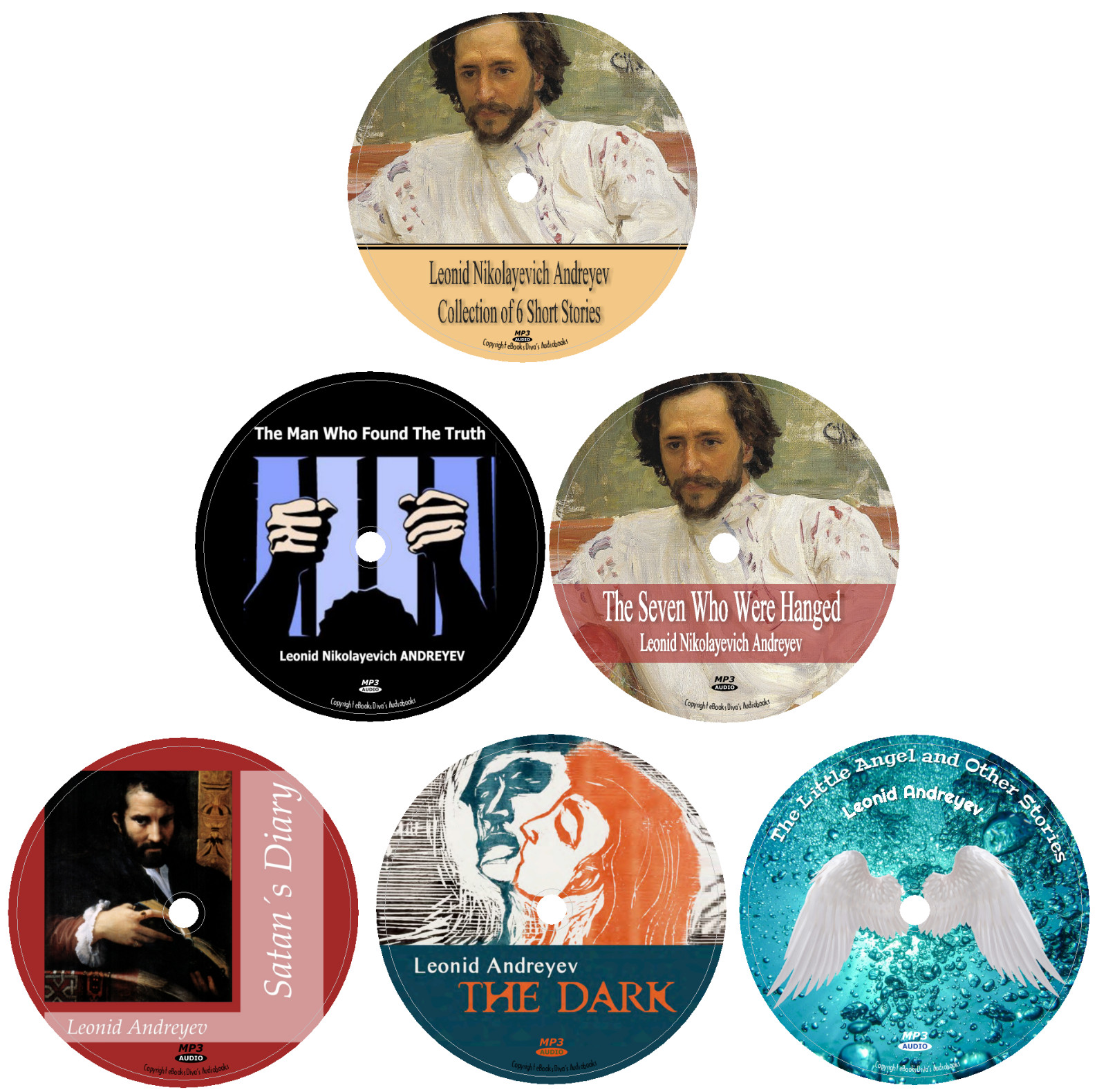 Leonid Andreyev 11 Literature Classics Audiobooks/Short Stories in 6 MP3 CDs
