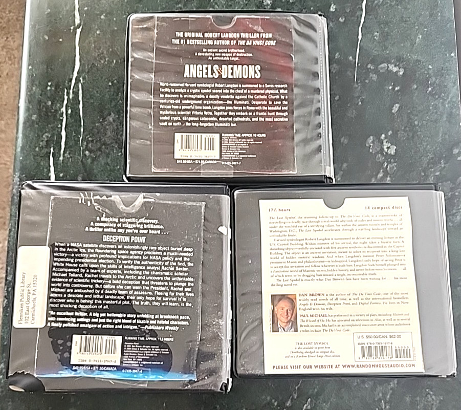 Lot 3 Dan Brown CD AUDIO BOOK Angels & Demons THE LOST SYMBOL Deception Point