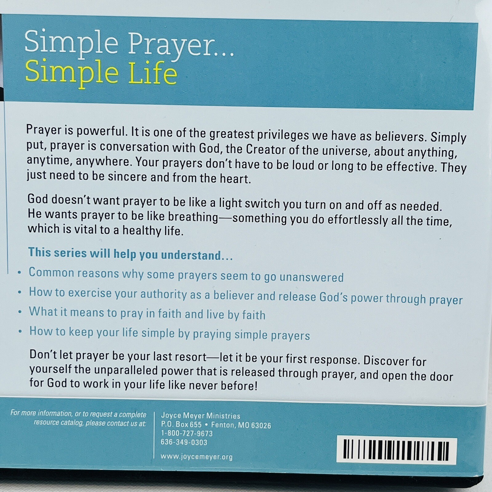 Simple Prayer Simple Life 4 Audio CD Set Joyce Meyer Ministries