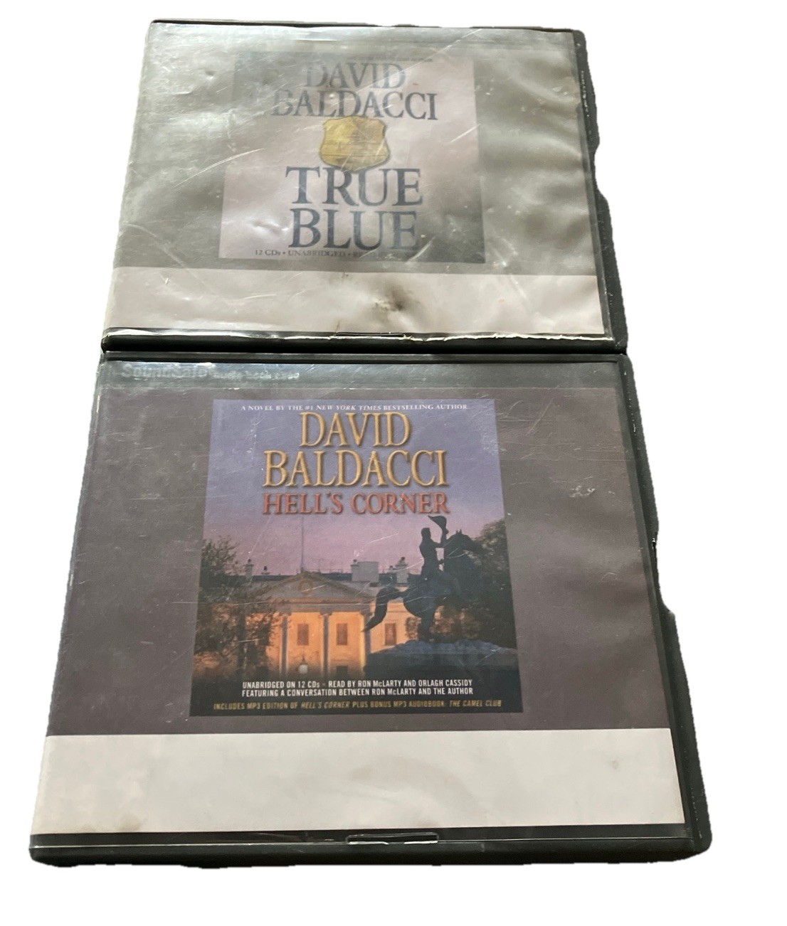 Lot 2 David Baldacci AudioBooks Hell’s Corner & True Blue 12 CD Ron McLarty
