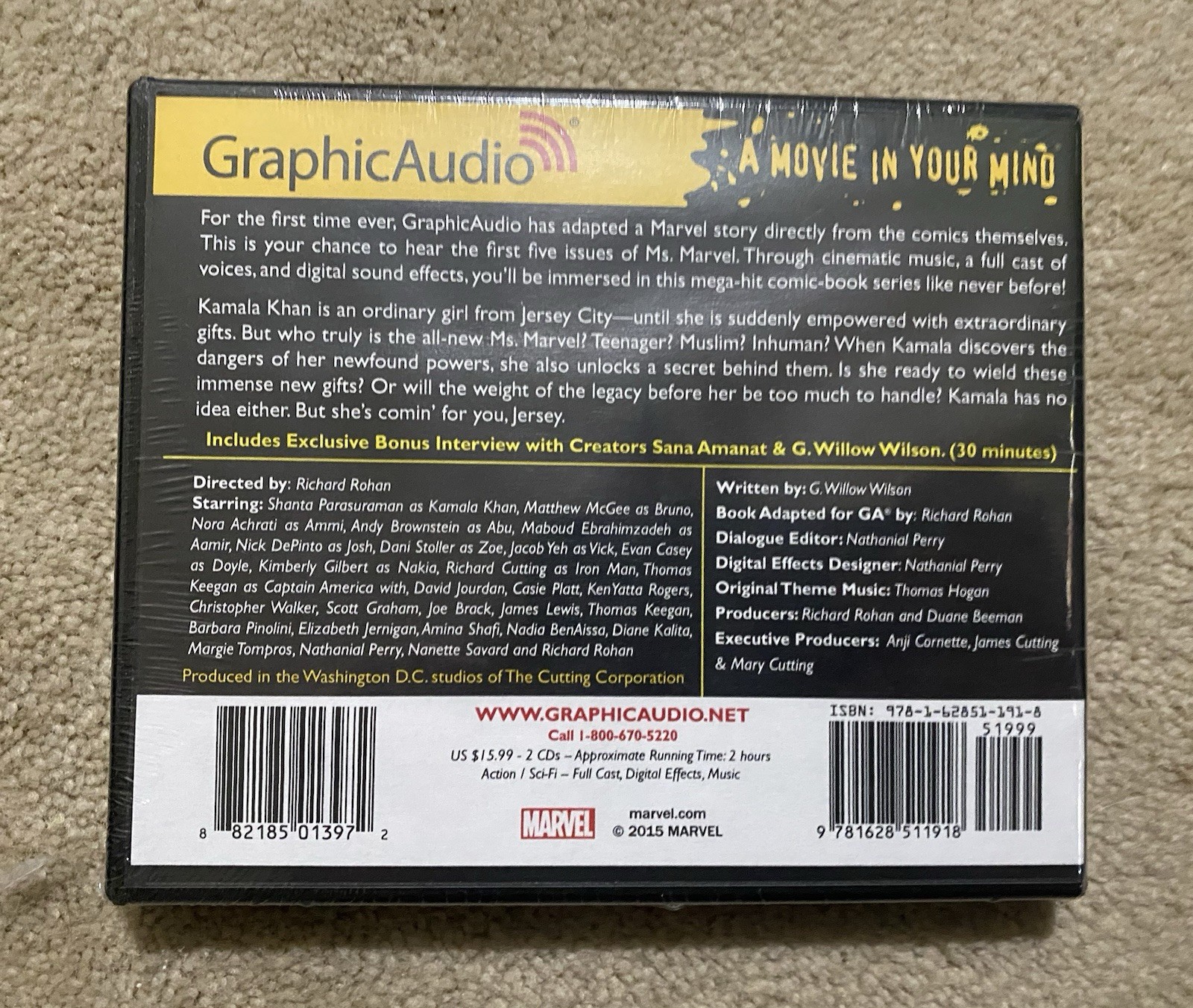 RARE! MARVEL COMICS GRAPHICAUDIO MS. MARVEL Volume 1 & Volume 2 BOTH NEW! SEALED