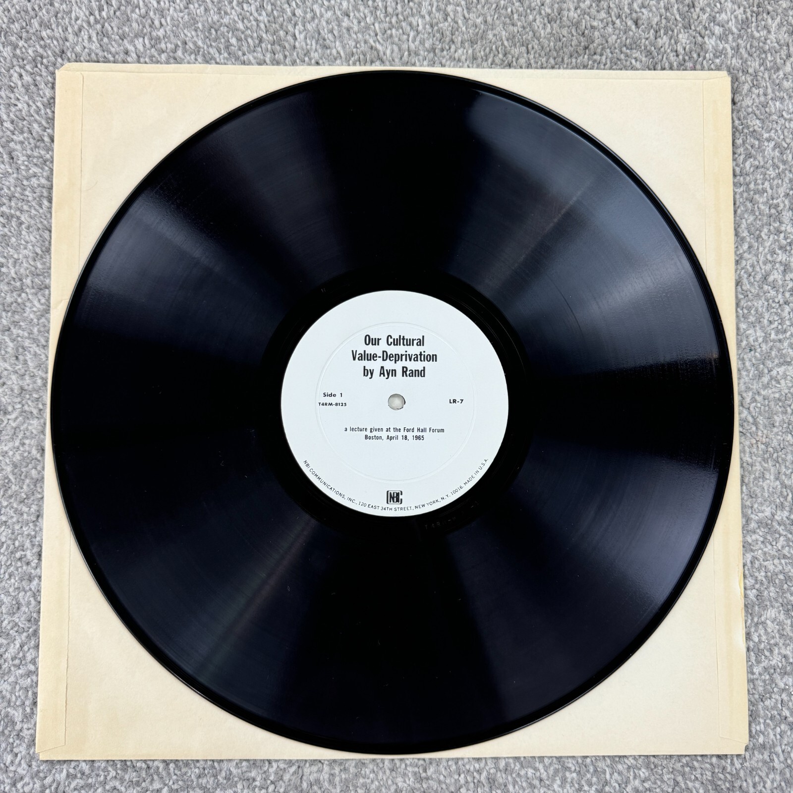 Our Cultural Value Deprivation By Ayn Rand Lecture Rare LP Album Boston 1966