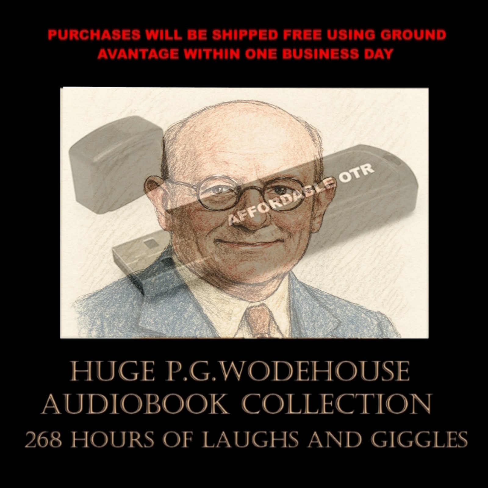 P. G. WODEHOUSE AUDIOBOOK COLLECTION. 263 HRS & 108 TITLES. USB FLASH DRIVE!