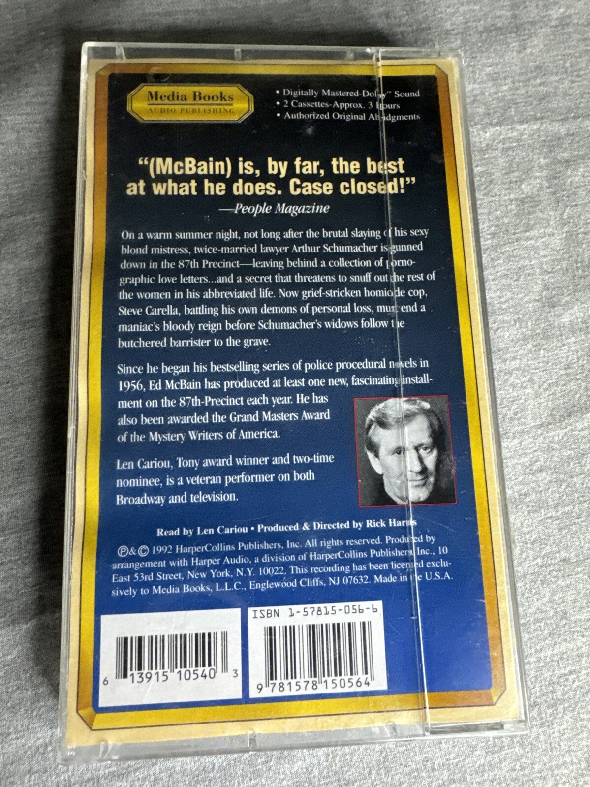 Audio Book Ed McBain — Widows, 2 Cassettes, 3 hours read by Len Cariou