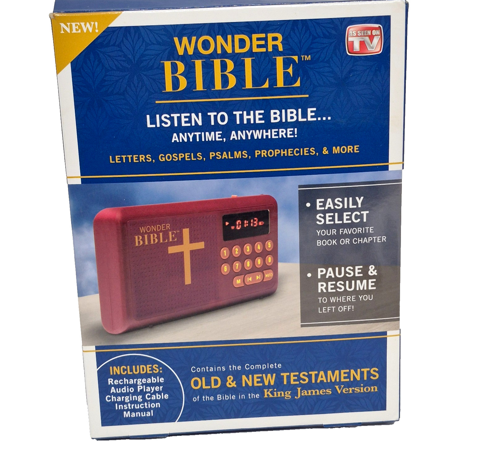 Wonder Bible Rechargeable Audio Player w/ Old & New Testament KJV + Music