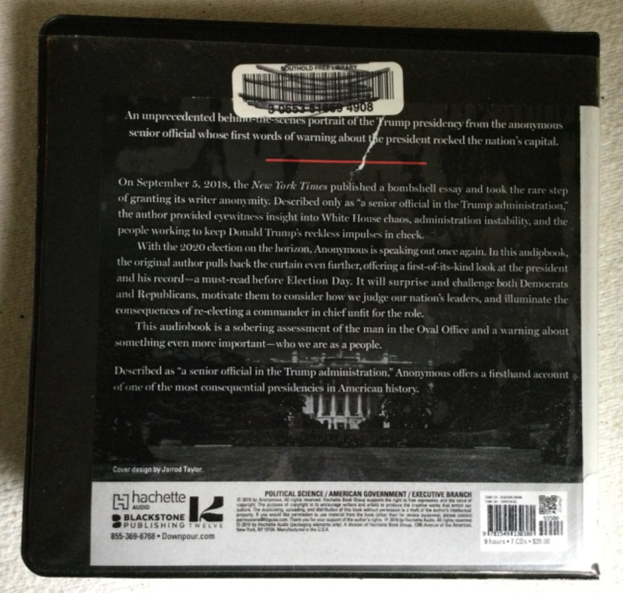 A Warning by Anonymous Read by Robert Fass — 7 CD Audio Book GOOD! Library Copy
