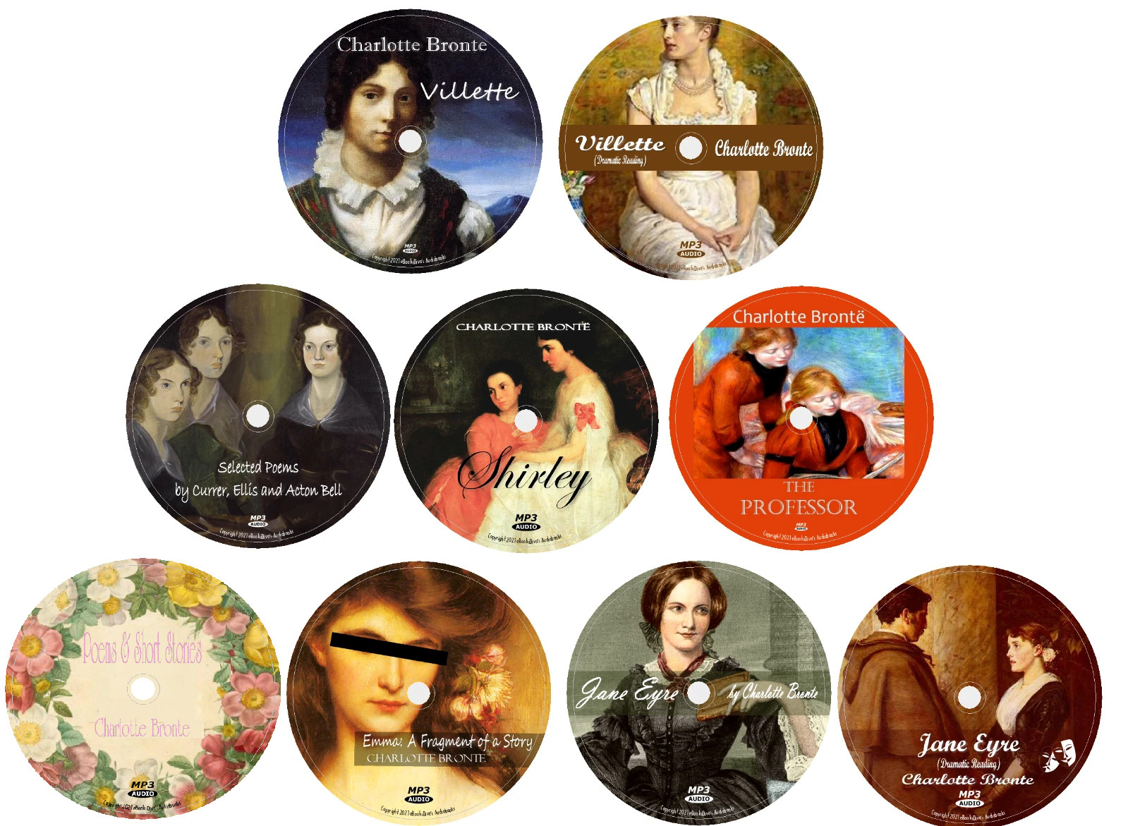 Charlotte Bronte 9 Audiobooks Shirley Jane Eyre Villette in 9 MP3 Audio CDs