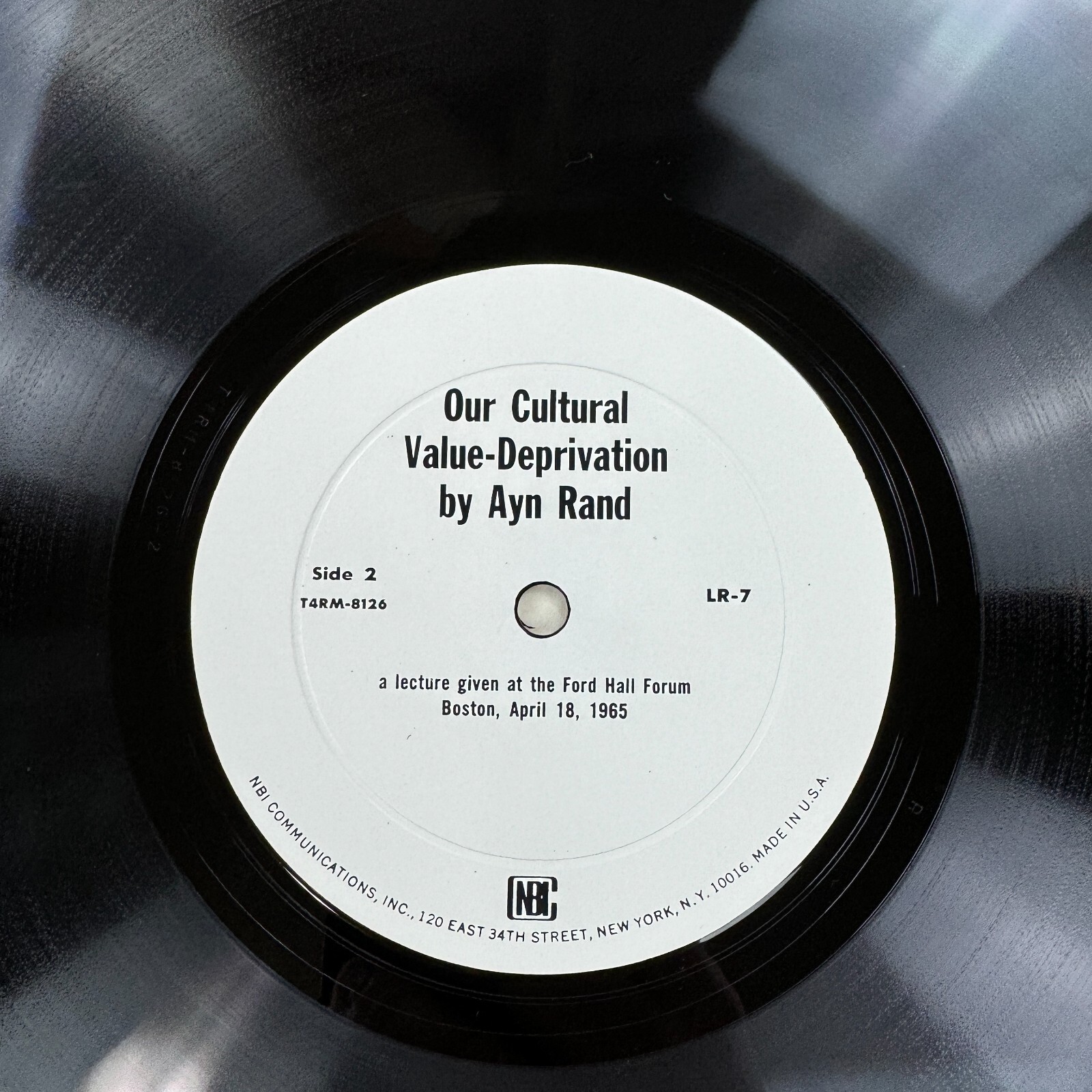 Our Cultural Value Deprivation By Ayn Rand Lecture Rare LP Album Boston 1966