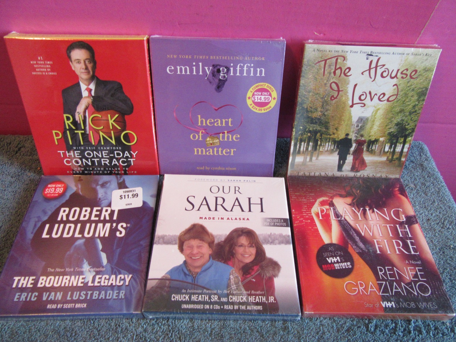 6 New audio book CD graziano Rick Pitino Rosnay sarah palin Ludlum Bourne Legacy