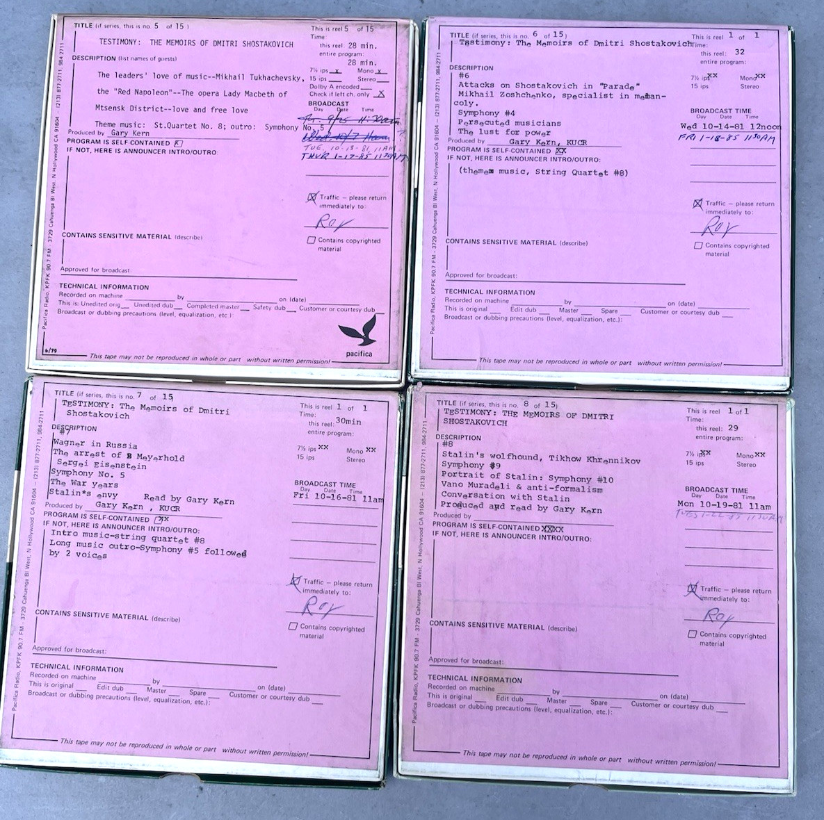 1981 Testimony The Memoirs of Dmitri Shostakovich Pacifica Radio Tape Reel Lot