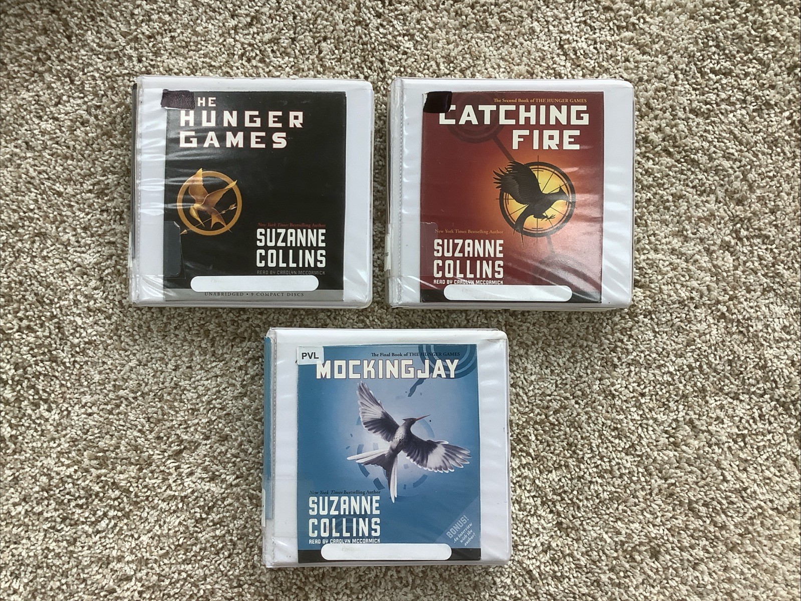 Lot of 3 Suzanne Collins Hunger Games Series Audiobooks on CD: Books 1, 2 and 3