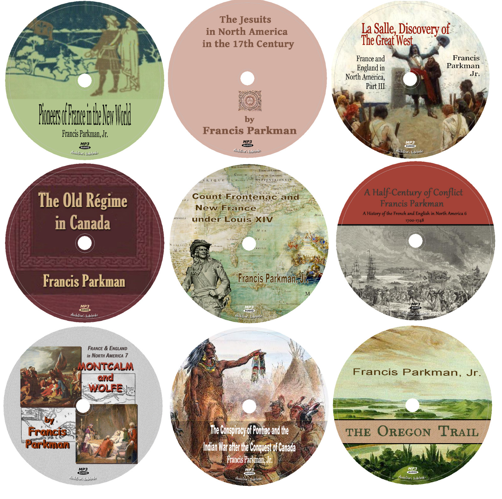 Works of Francis Parkman Jr.9 History Audiobooks in 9 MP3 Audio CDs