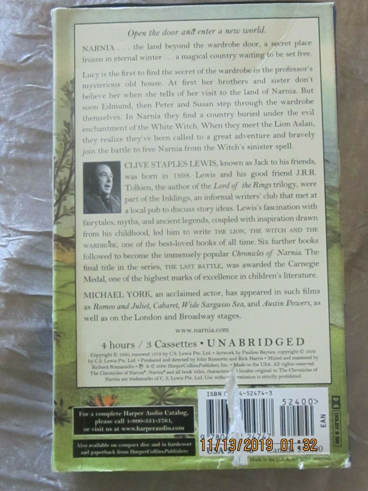 LOT OF 3 CHRONICLES OF NARNIA AUDIOBOOK CASSETTES THE SILVER CHAIR AND 2 OTHERS!