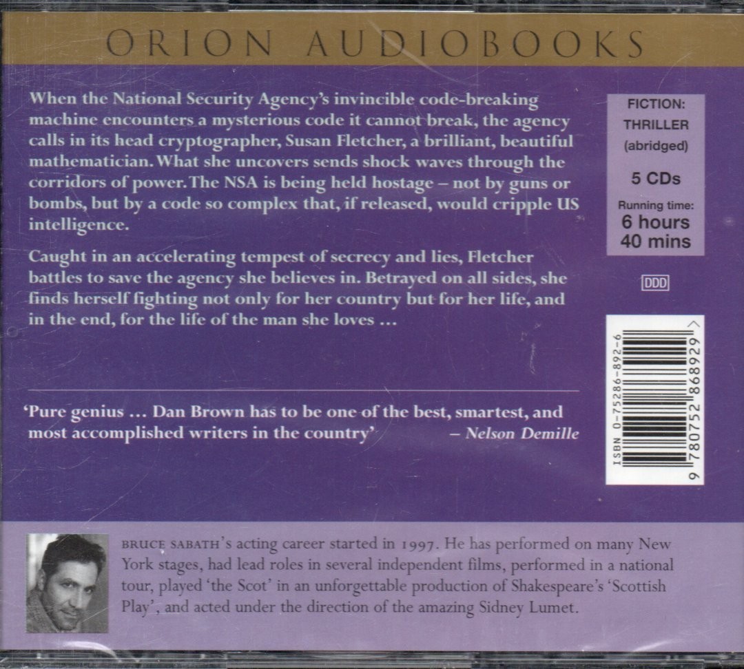 DIGITAL FORTRESS by Dan Brown — 4xCD Audiobook *NEW & SEALED* *Bruce Sabath*