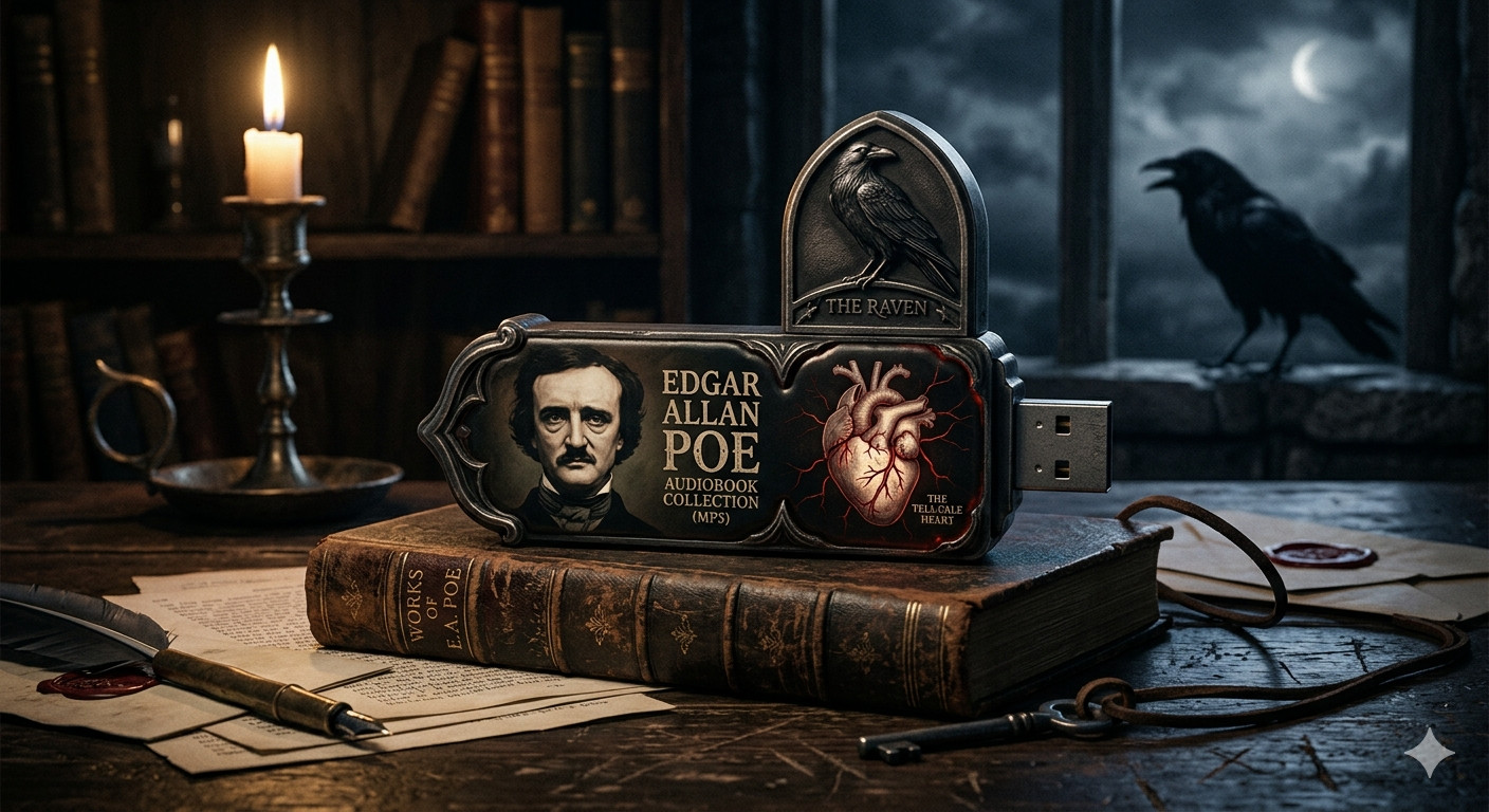 AUDIOBOOKS ~ EDGAR ALLEN POE CLASSIC HORROR NOVELS COLLECTION RAVEN .MP3 USB