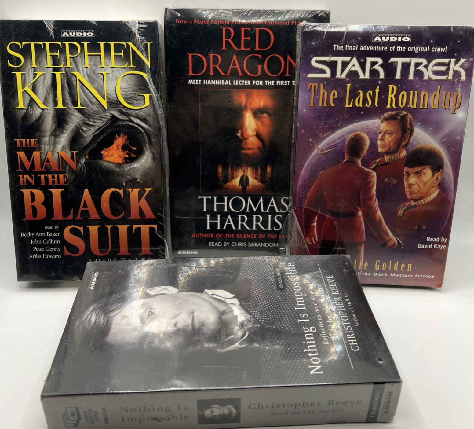 Lot Of 4 Audio Books on Cassette Tape Christopher Reeves/Red Dragon BELOW: