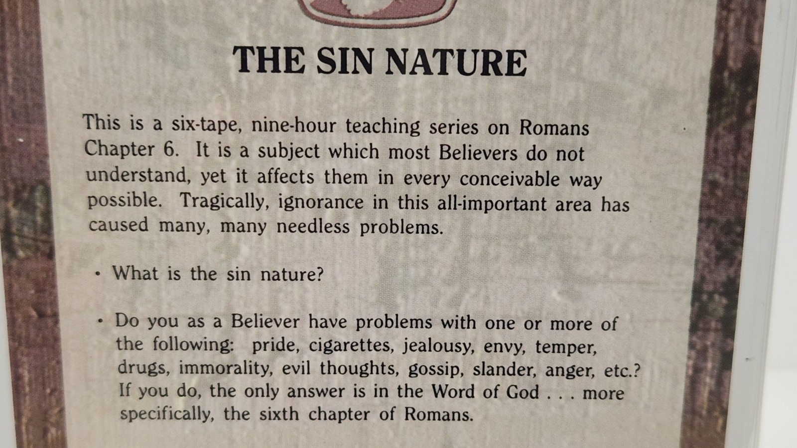 The Sin Nature : Cassette Series with 6 tapes by Jimmy Swaggart — Romans