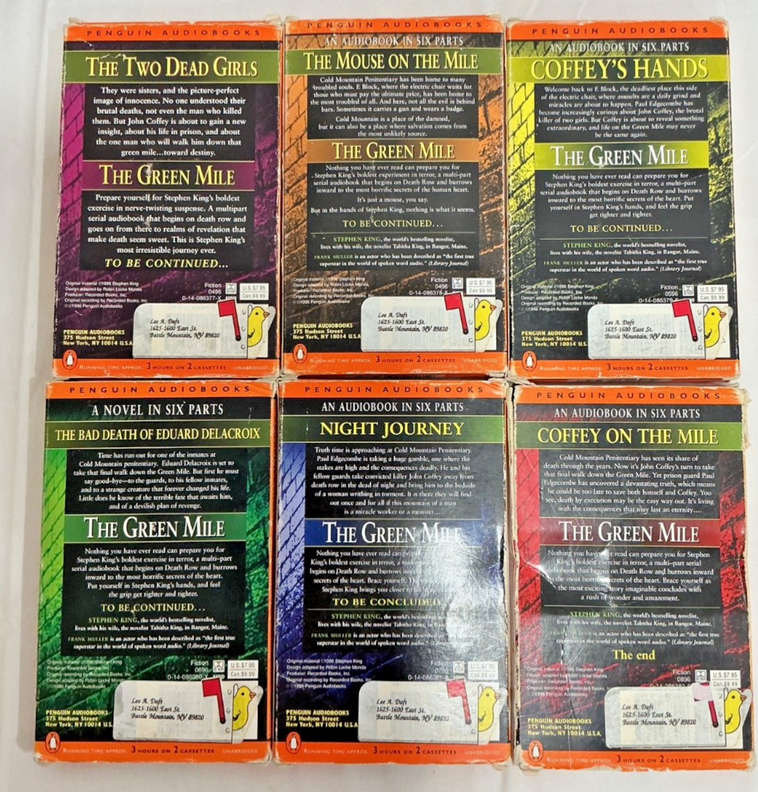 Lot Of 7 STEPHEN KING Audio Books On Cassette- Desperation, Gray Matter, Green M