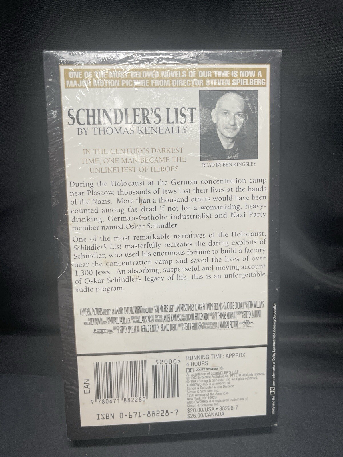 Schindler’s List by Thomas Keneally (1993, Audio Cassette, Abridged edition) NIB