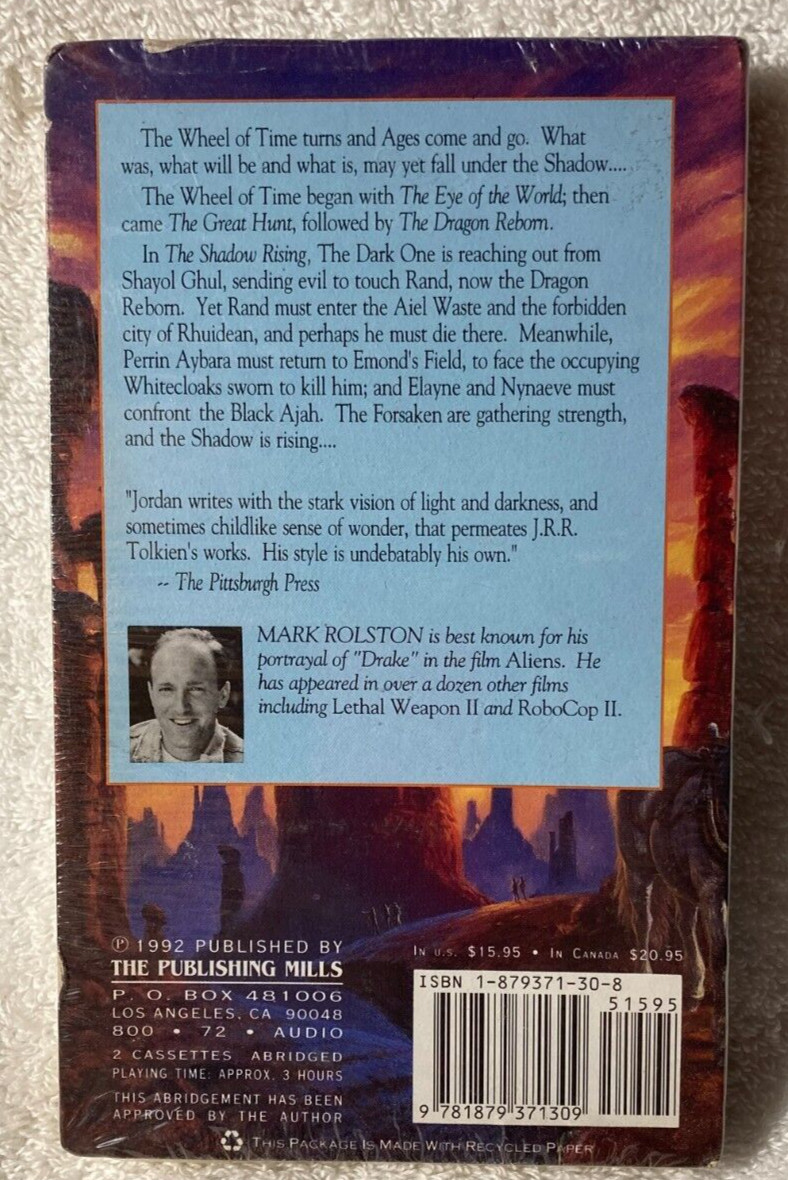 The Wheel of Time Ser — The Shadow Rising by Robert Jordan 1992 Audio Cassettes