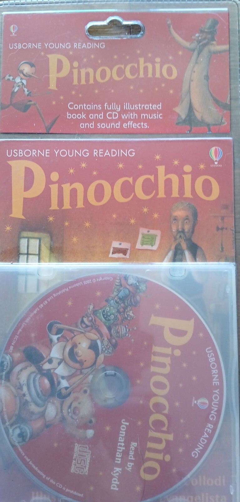 Pinocchio, Usborne Young Reading, Paperbook & CD, Read details in description