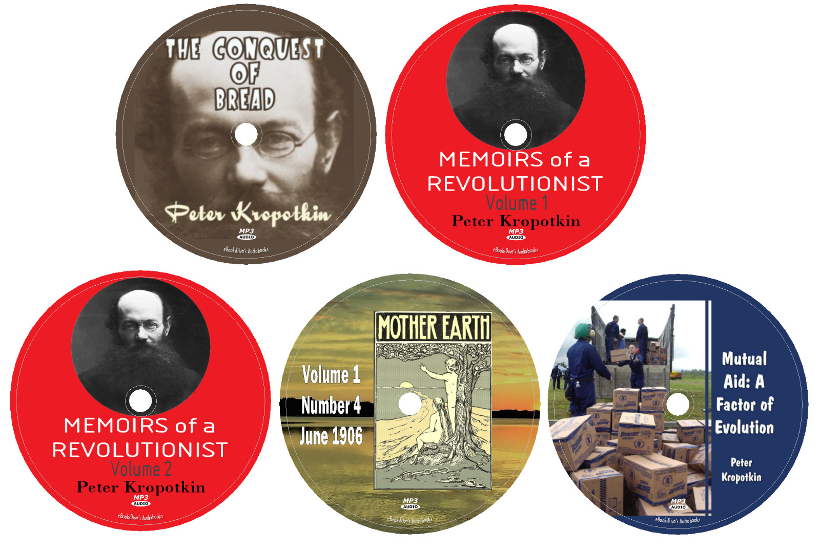 Collected Works of Peter Kropotkin 5 Audiobooks in 5 MP3 Audio CDs