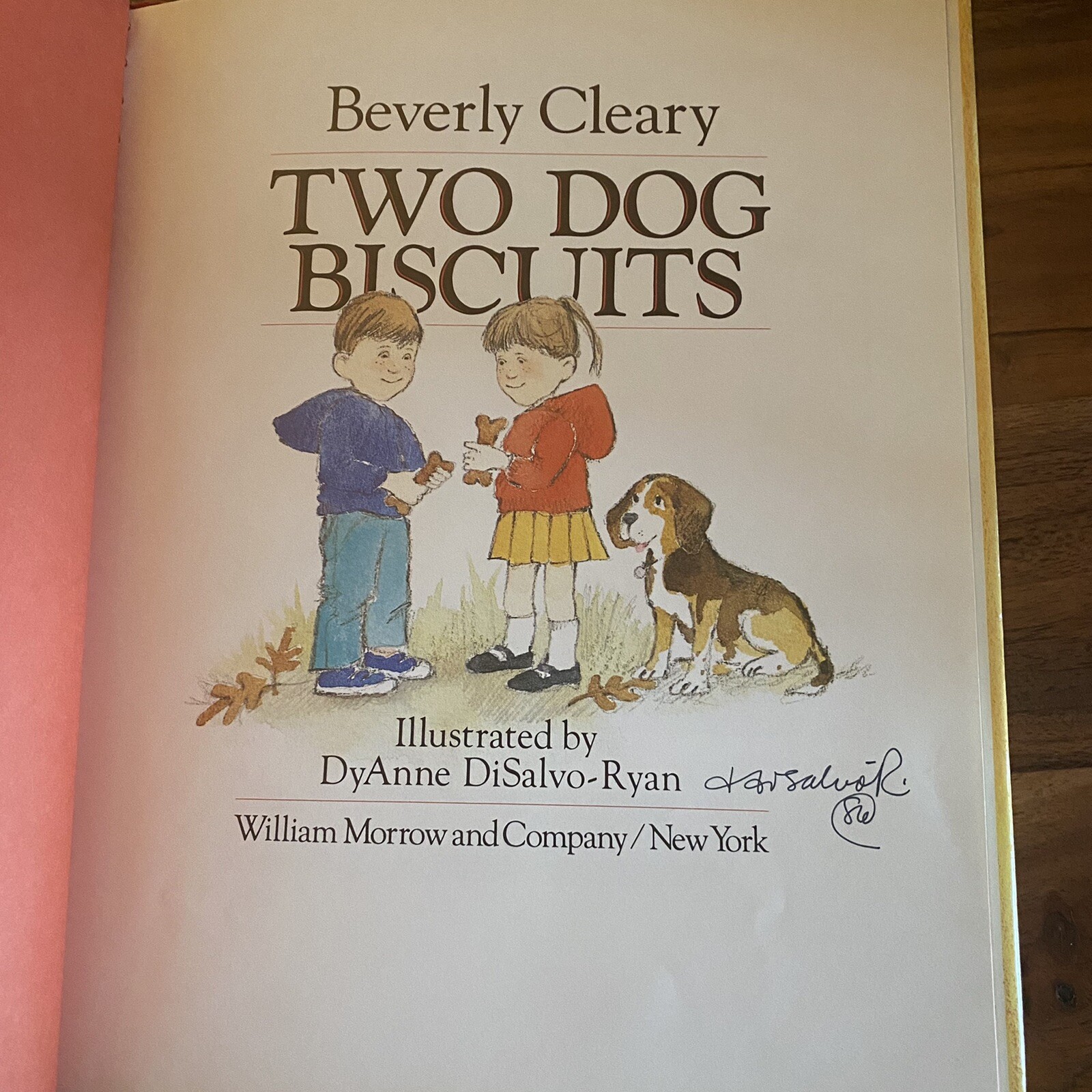 Beverly Cleary Two Dog Biscuits Signed By DyAnne DiSalvo Ryan HC/DJ 1986