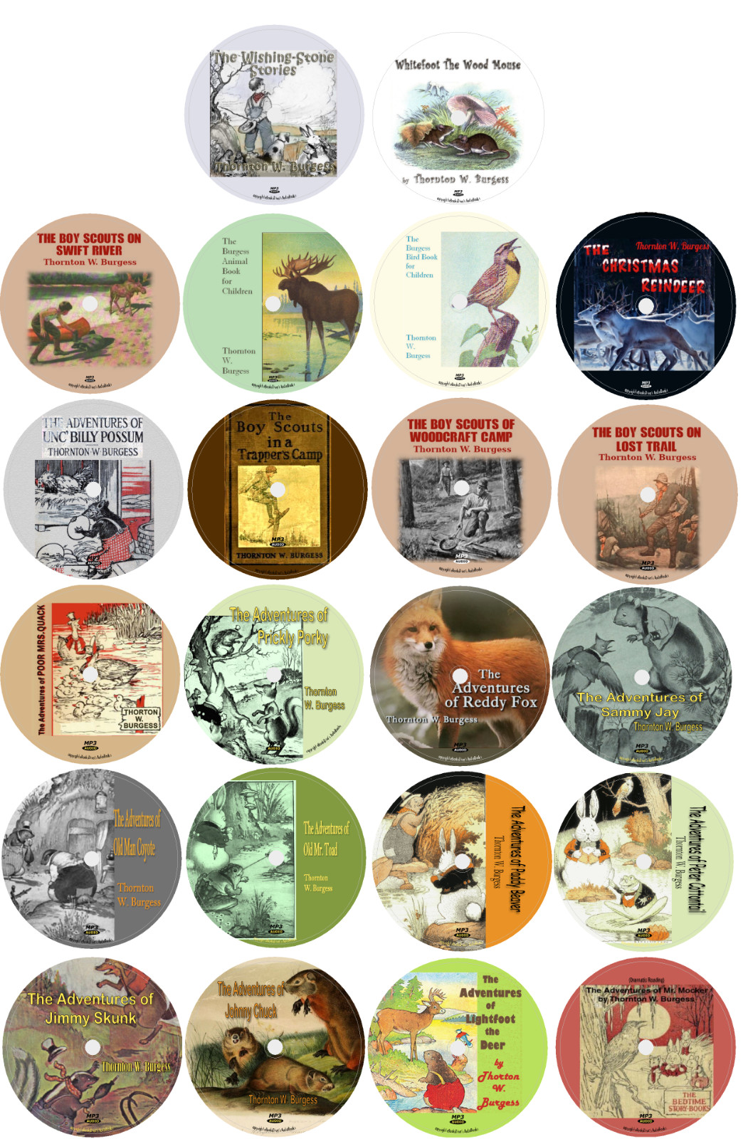 # 2 Thornton W. Burgess 22 Children’s Adventure Audiobooks in 22 MP3 CDs