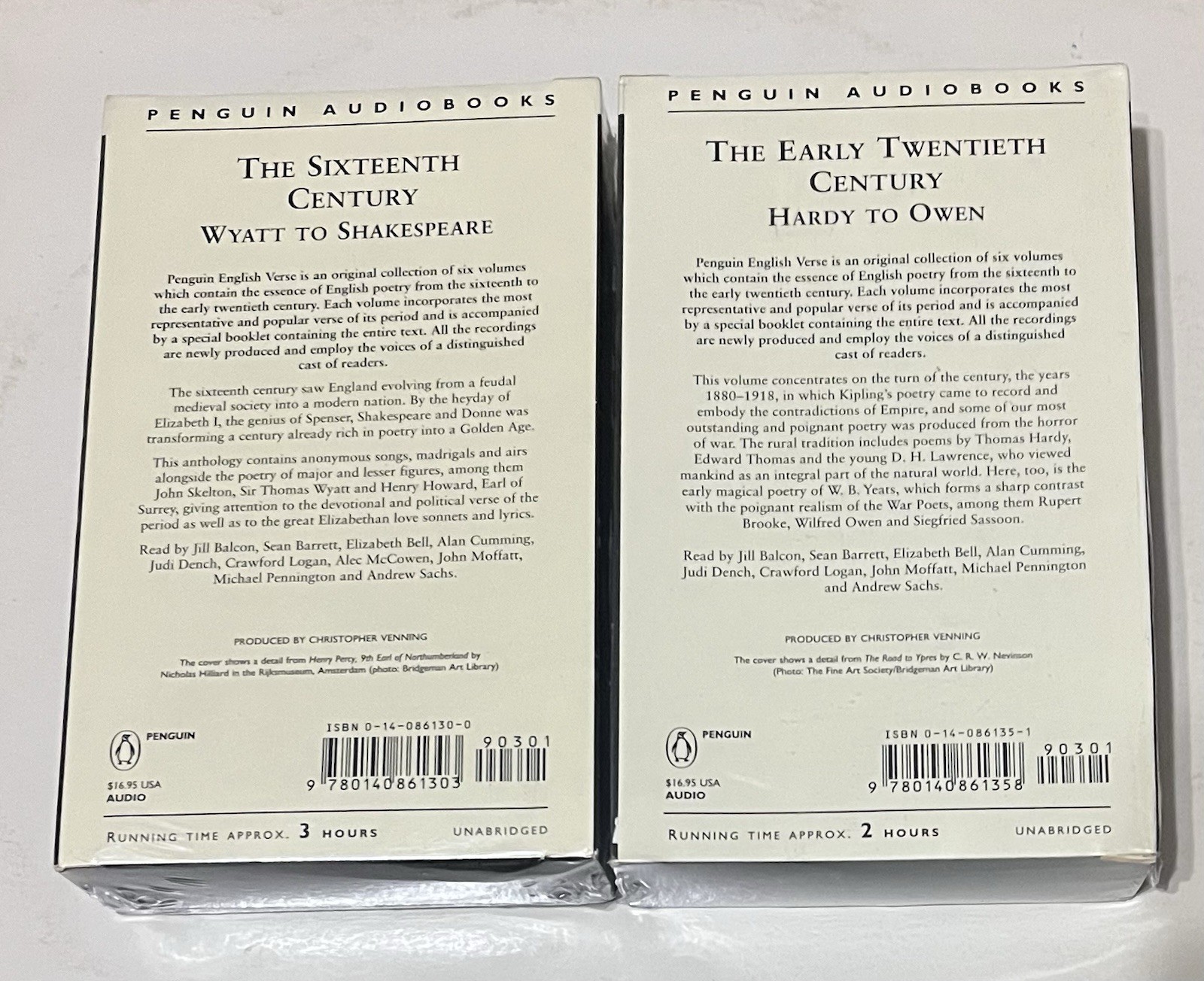 Penguin English Verse Volume 1 & 6 Audiobooks NEW SEALED Early 20th Shakespeare