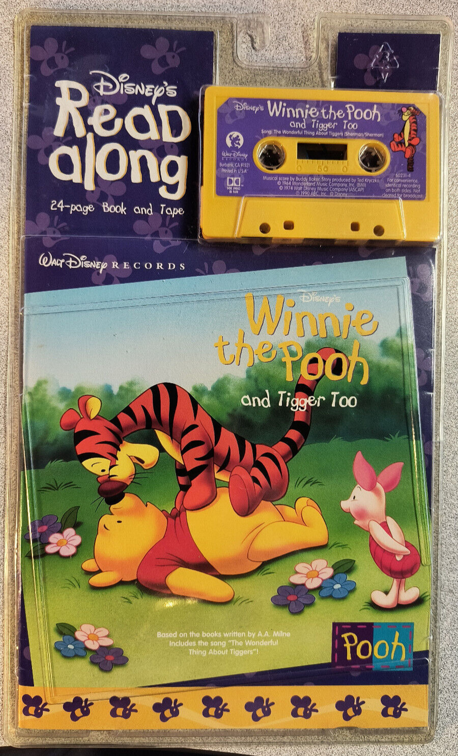 Vintage 1990 Disney Winnie The Pooh And Tigger Too Read-Along Book & Tape- NEW!