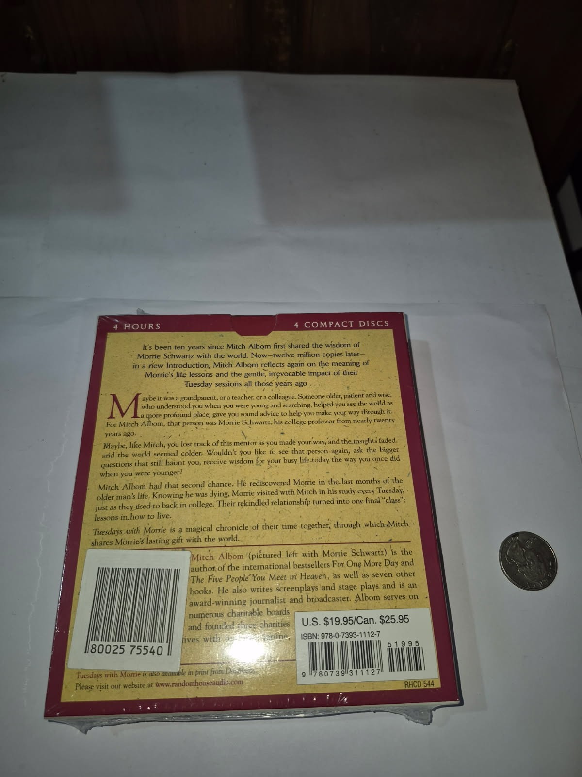 Tuesdays With Morrie 10th Anniversary Edition Mitch Albom Audiobook 4-CD (2004)