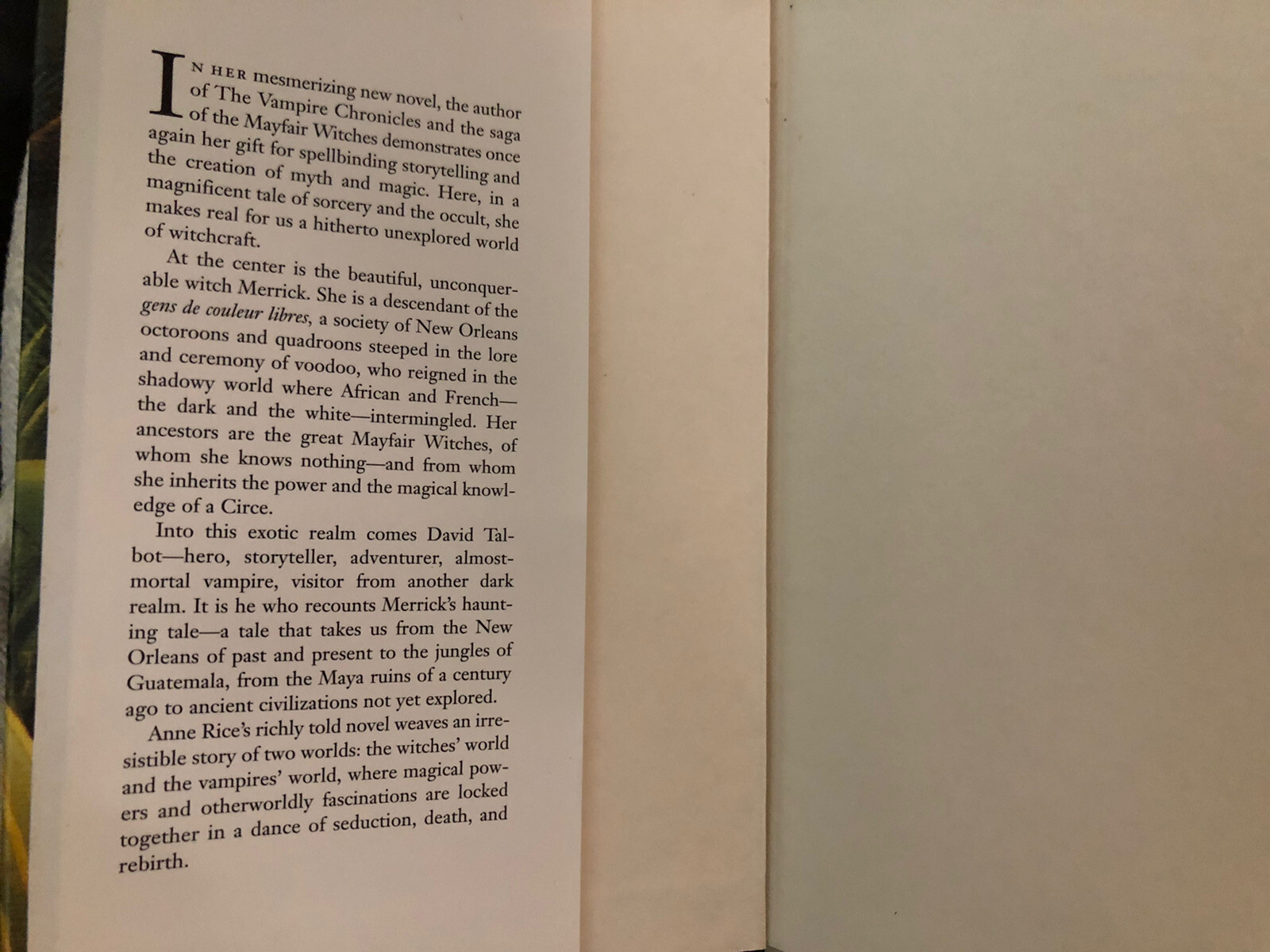 (2000, Hardcover) w/ Dust Jacket Vampire Chronicles Series Merrick by Anne Rice