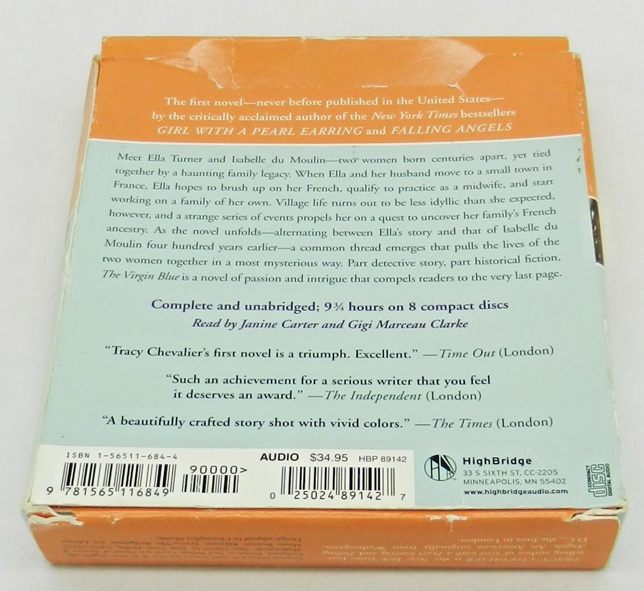 The Virgin Blue by Tracy Chevalier (8 x Unabridged Audio CD’s 2003 )