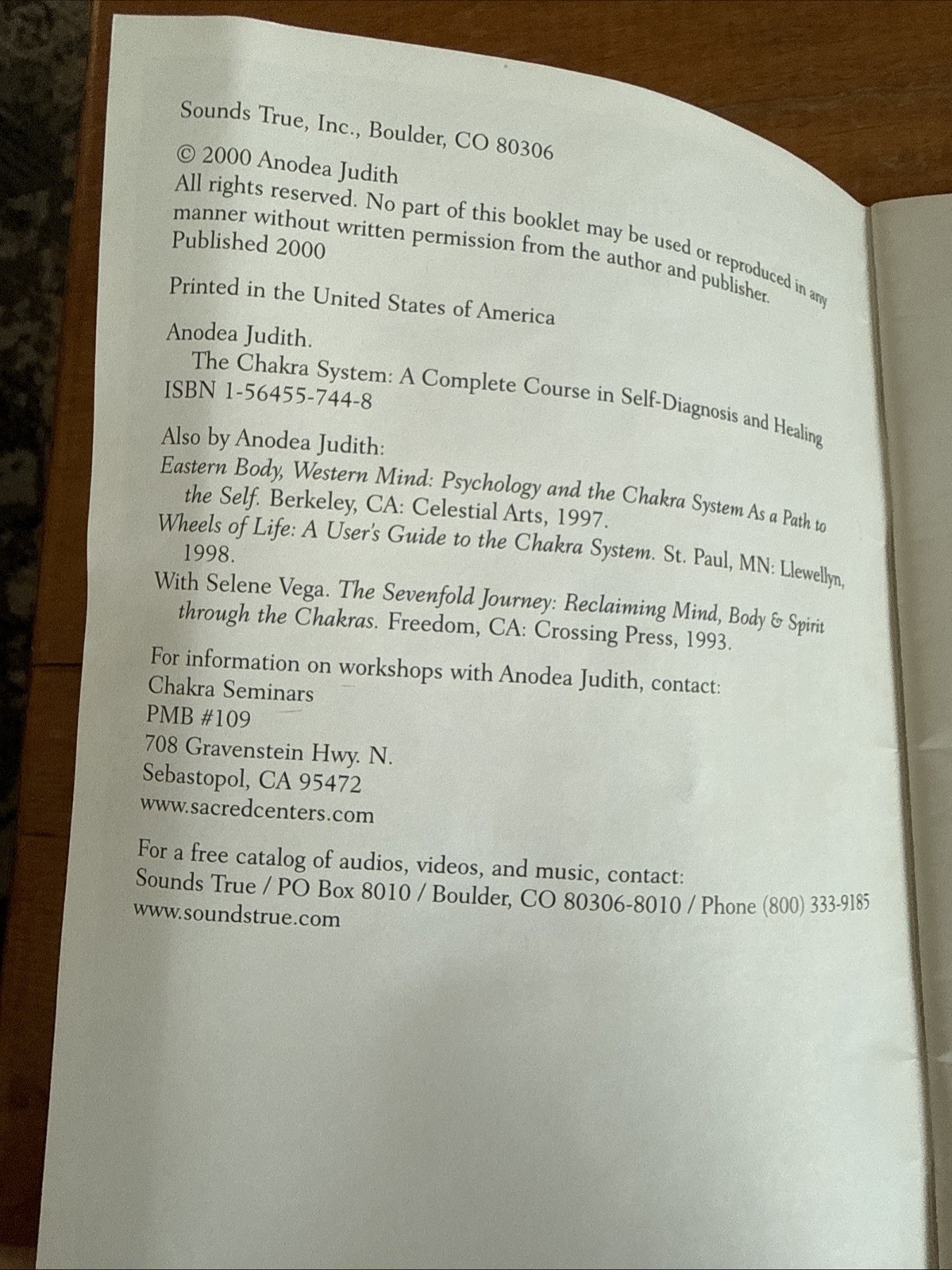 Chakra System : A Complete Course in Self-Diagnosis and Healing by Anodea Judith