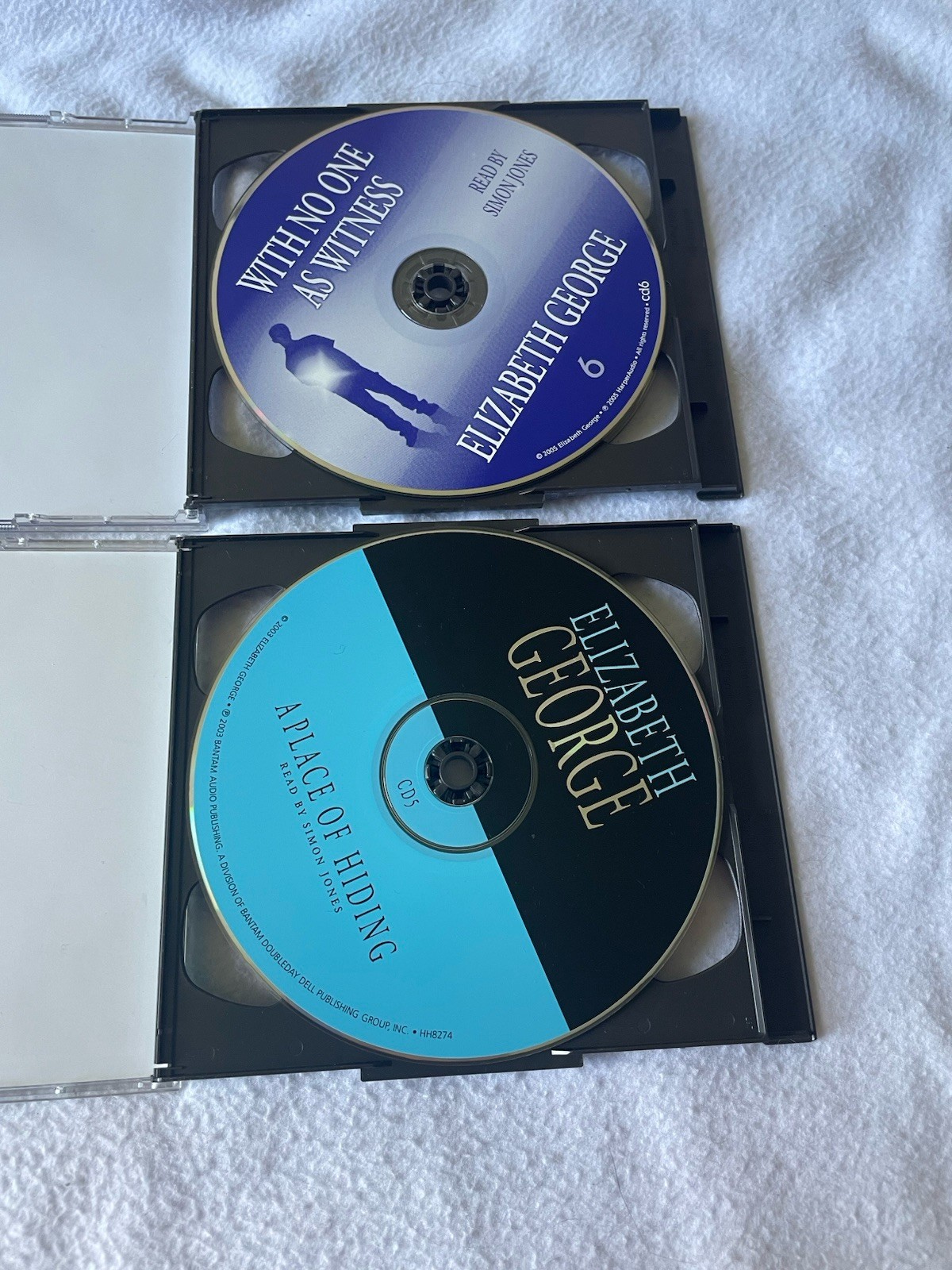 Pair Of Elizabeth George Abridged Audiobooks — A Place Of Hiding & With No…