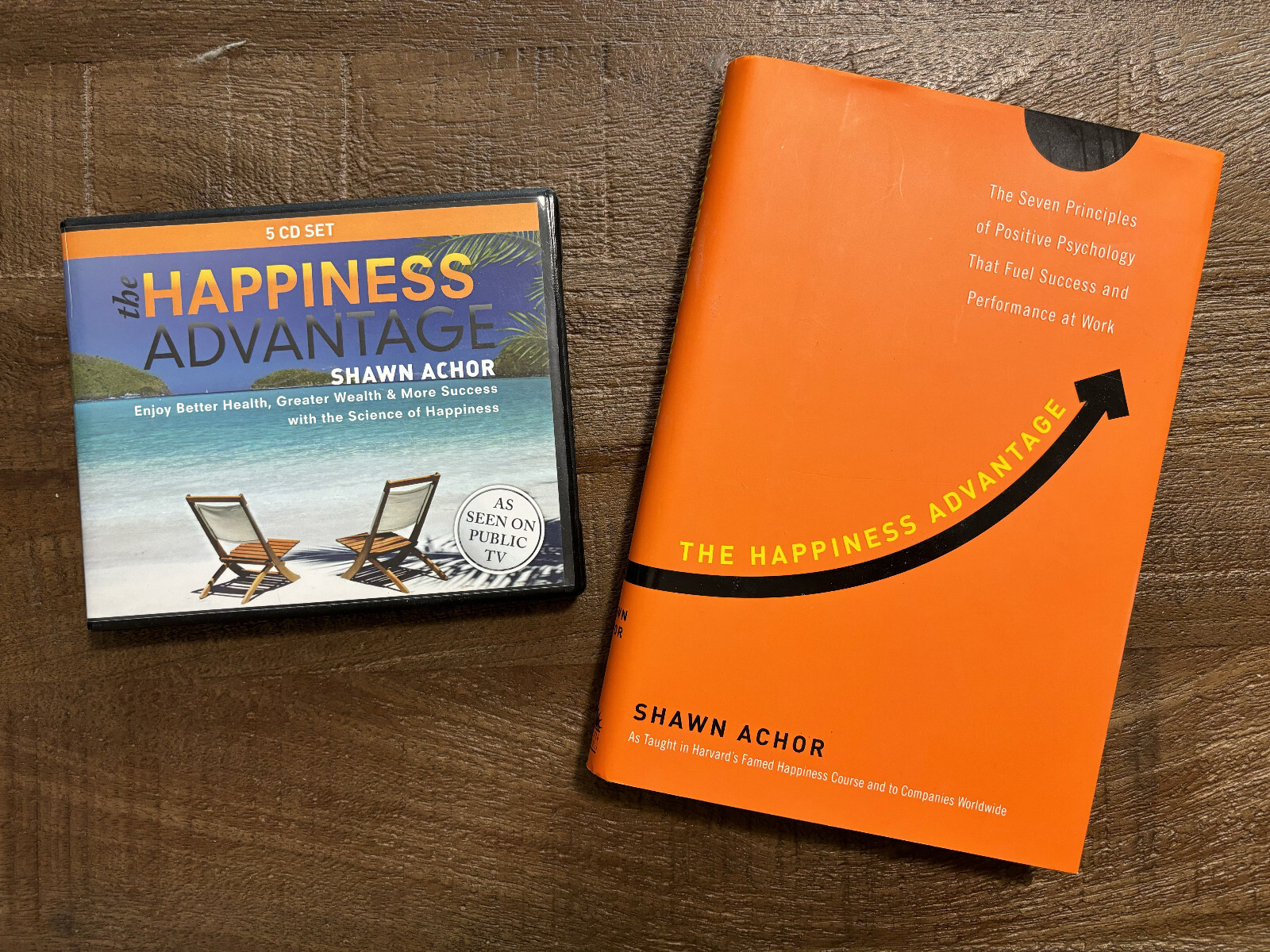 BOOK AND 5-CD AUDIOBOOK: The Happiness Advantage by Shawn Achor (2010 & 2012)