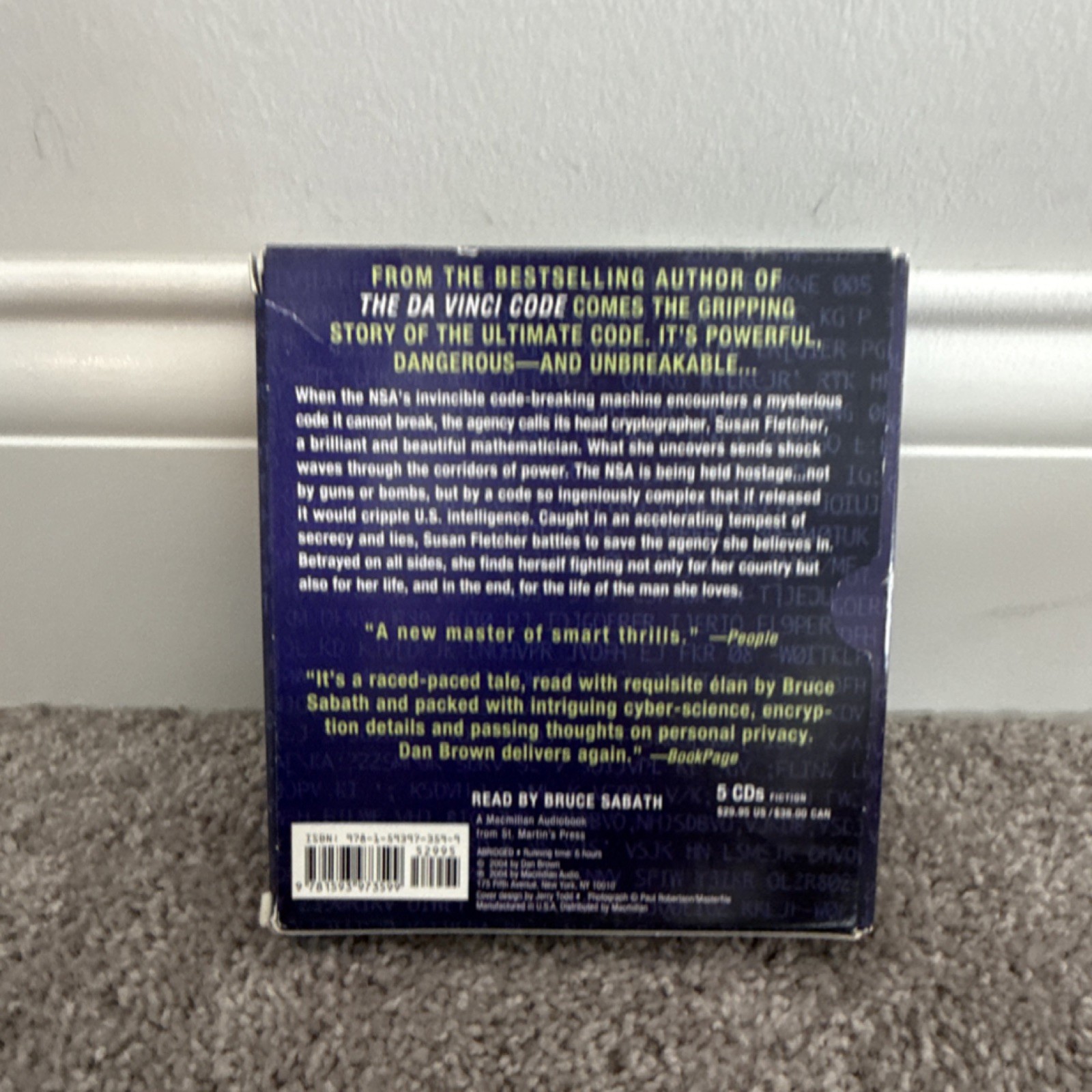 Dan Brown Digital Fortress Abridged Audiobook Audio CD Read by Bruce Sabath