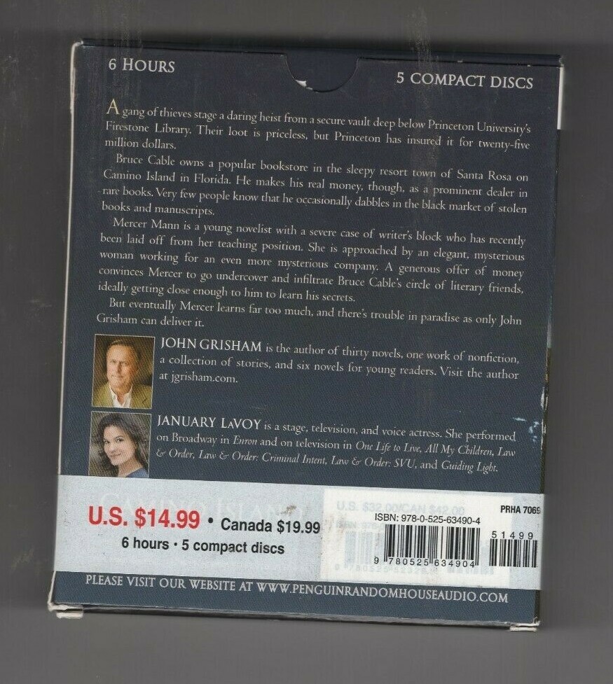 JOHN GRISHAM ~ CAMINO ISLAND ~ 5 ABRIDGED CDS ~ 6 HOURS ~ 2017 ~ January LaVoy