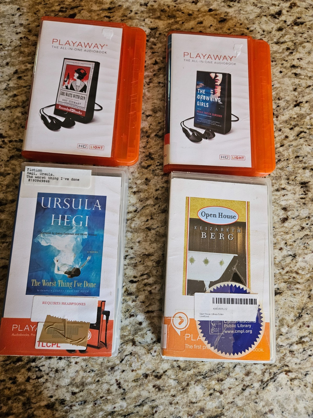 4 Playaway Digital Audio Books: Unabridged Ursula Hegi Amy Stewart Berg DeBoard