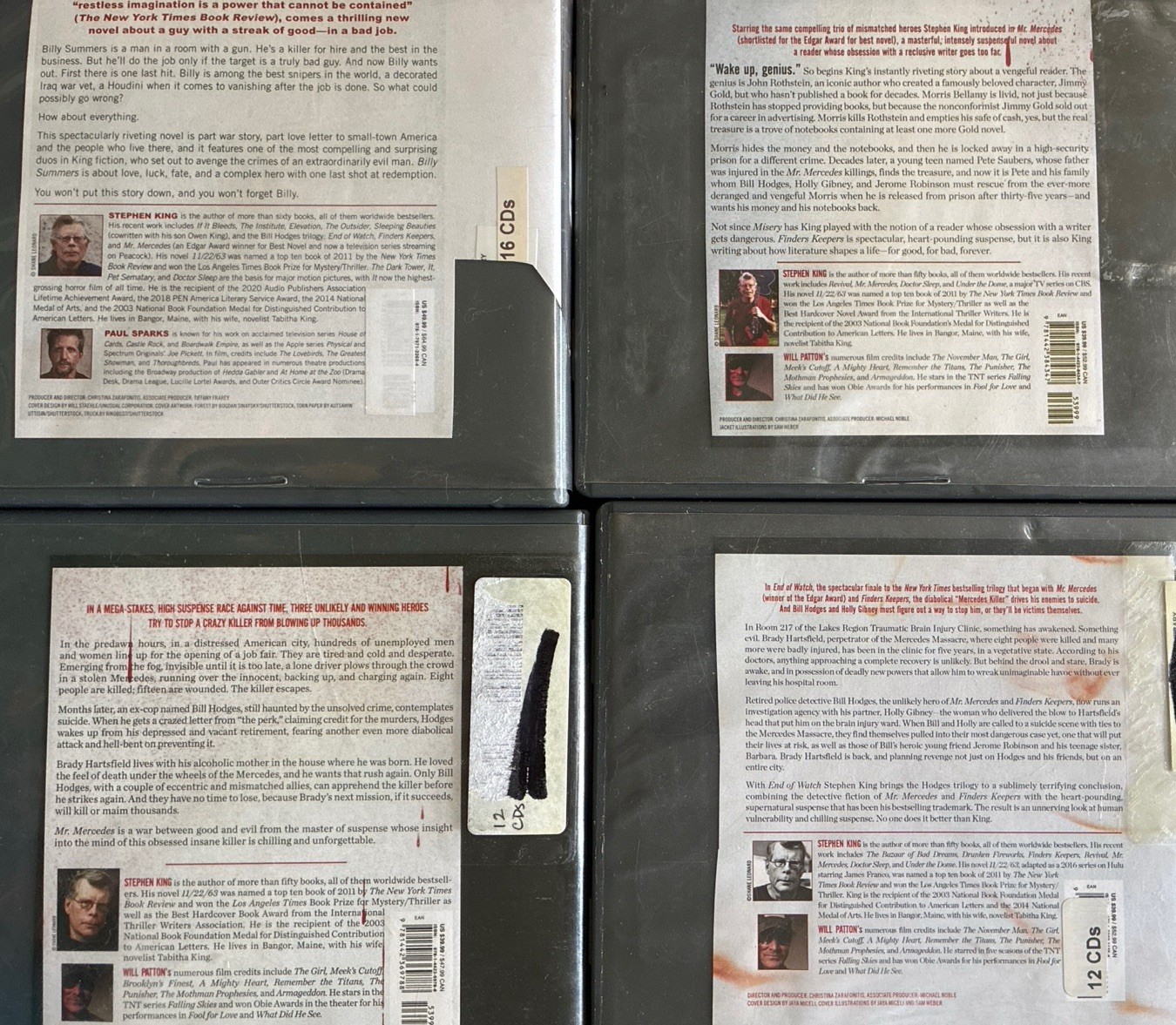 Stephen King Audiobook CD Lot Mr Mercedes Trilogy + Billy Summers Complete