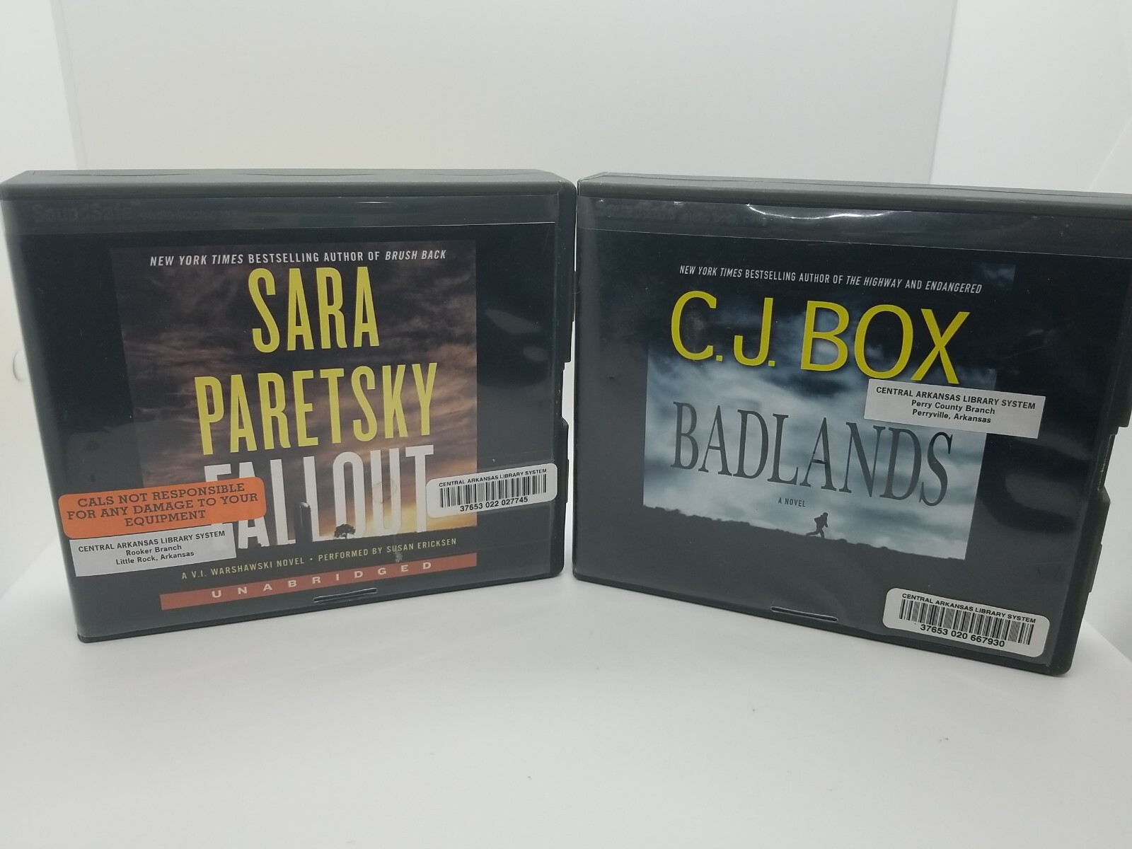 Fallout — V.I. Warshawski Novel & BADLANDS — CJ Box 2 Audiobook CDs