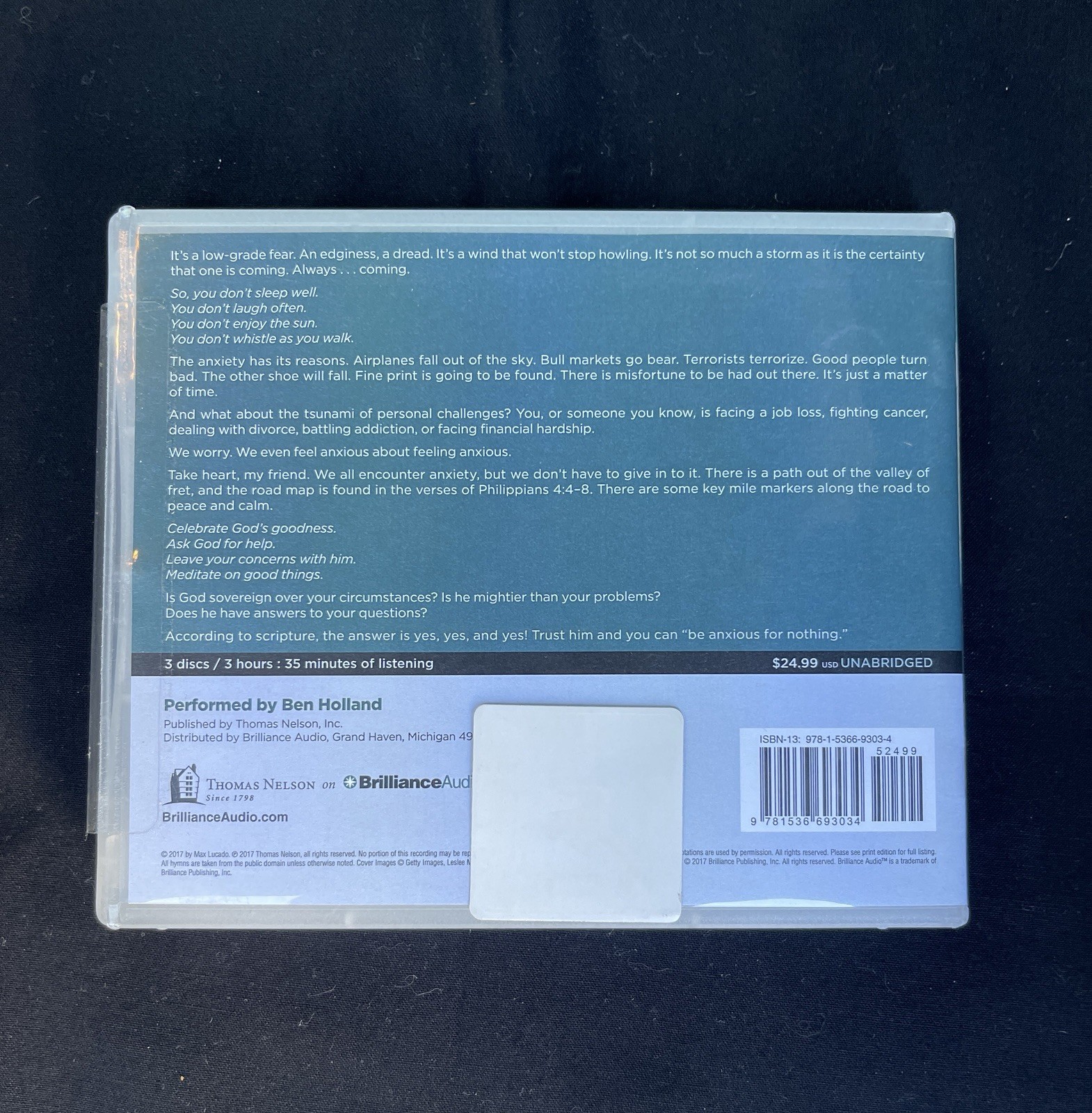 Anxious for Nothing Max Lucado 2017 3‑CD Audio Set Finding Calm Like New