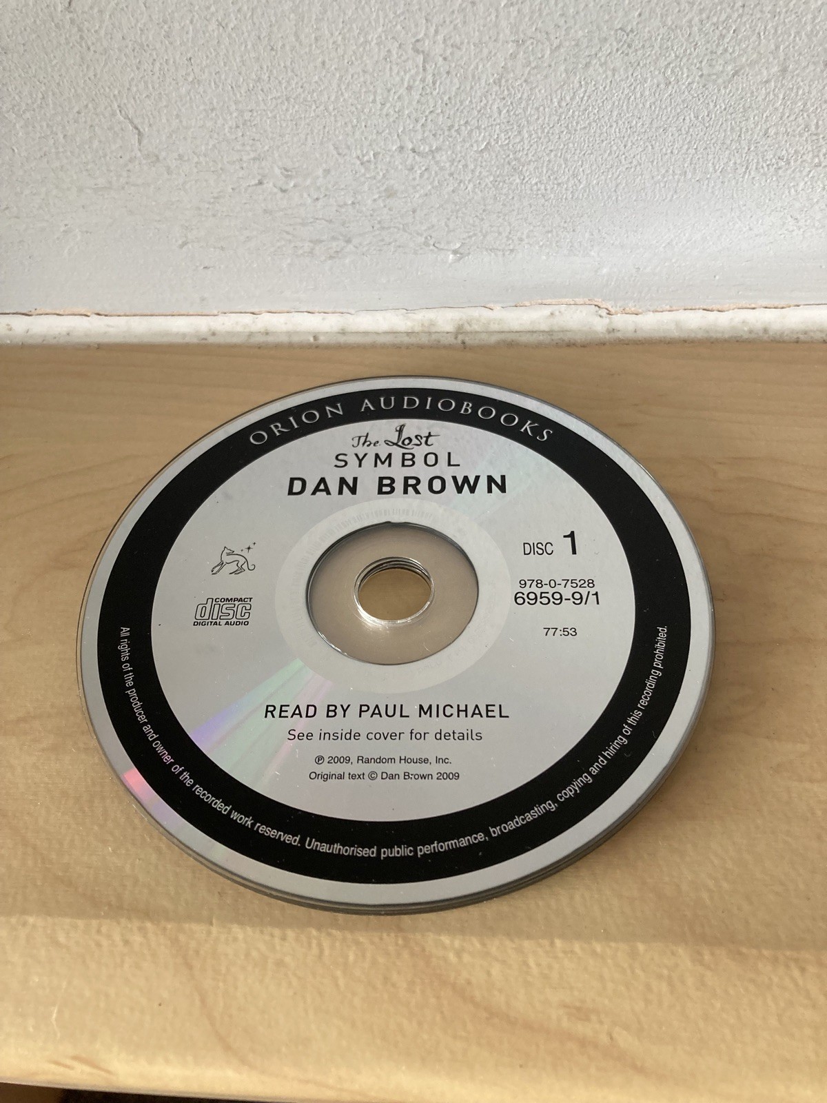 Dan Brown.The Lost Symbol.Audio book REPLACEMENT CD DISC 1 ONLY