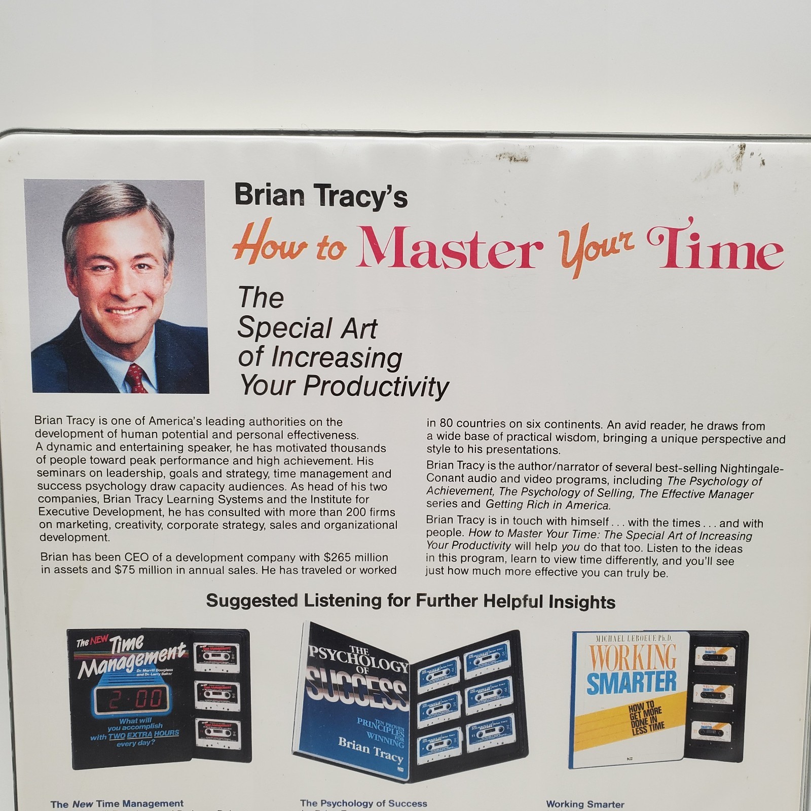 How to Master Your Time 6 Cassette Home Study Course Brian Tracy Tape Audiobook